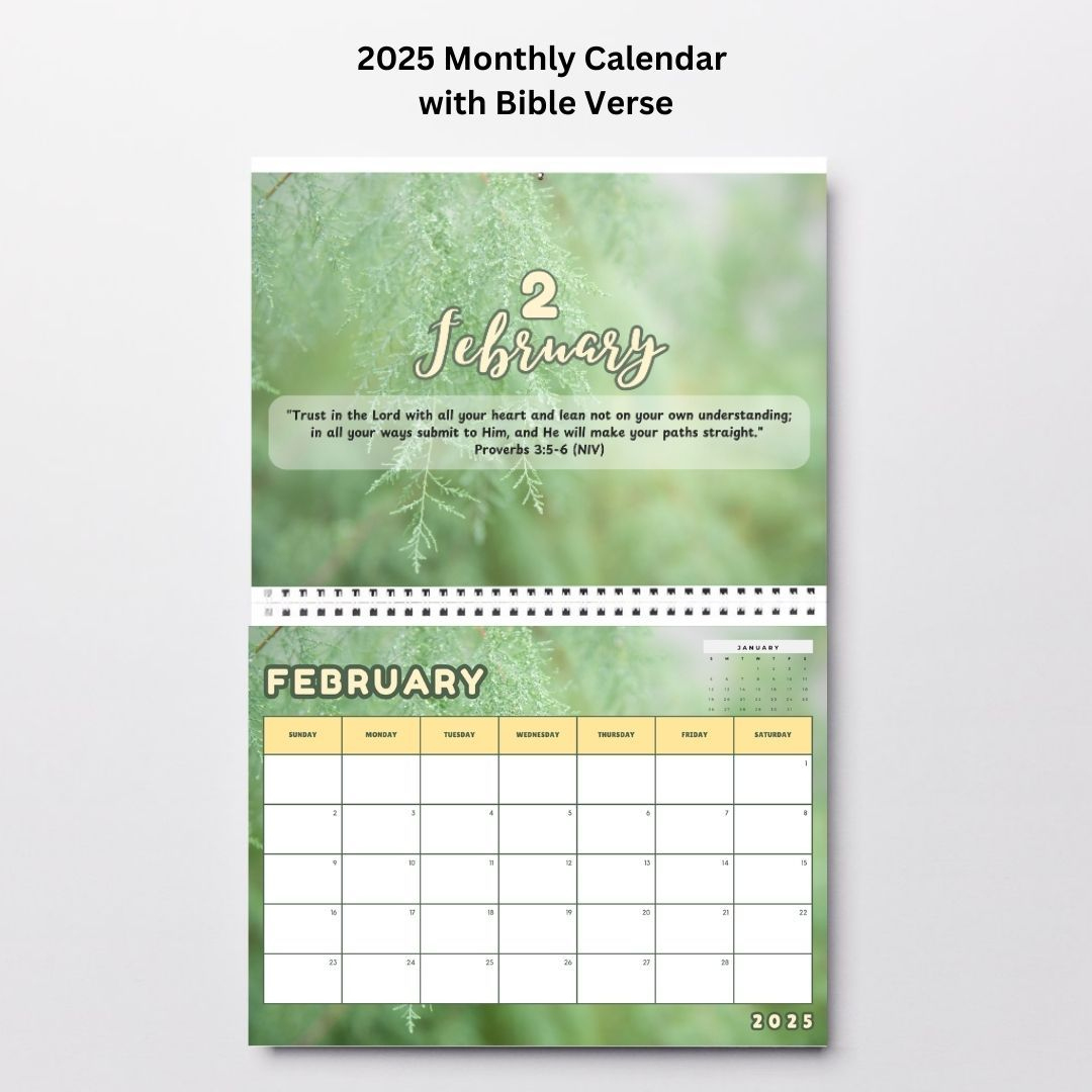 2025 Printable Monthly Calendar With Bible Verse pertaining to Pathways Photo 2025 Calendar Printable