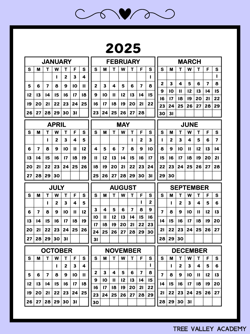 2025 Printable One Page Calendar &amp;amp; Kids Calendar Worksheets for Word Search 2025 Calendar Printable