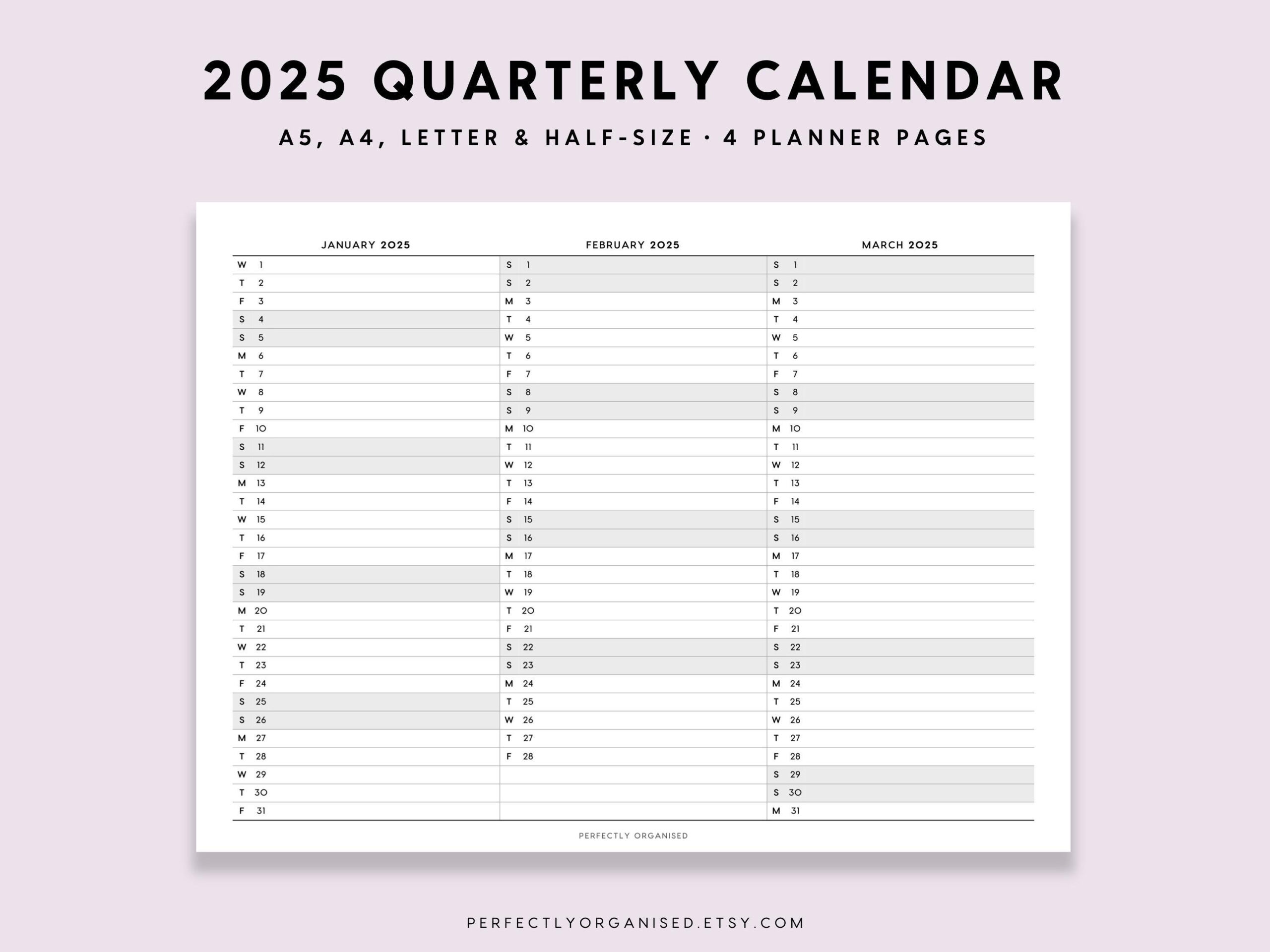 2025 Quarterly Calendar | 2025 Foldout Calendar, 2025 Folding intended for Turner 2025 Calendar Printable