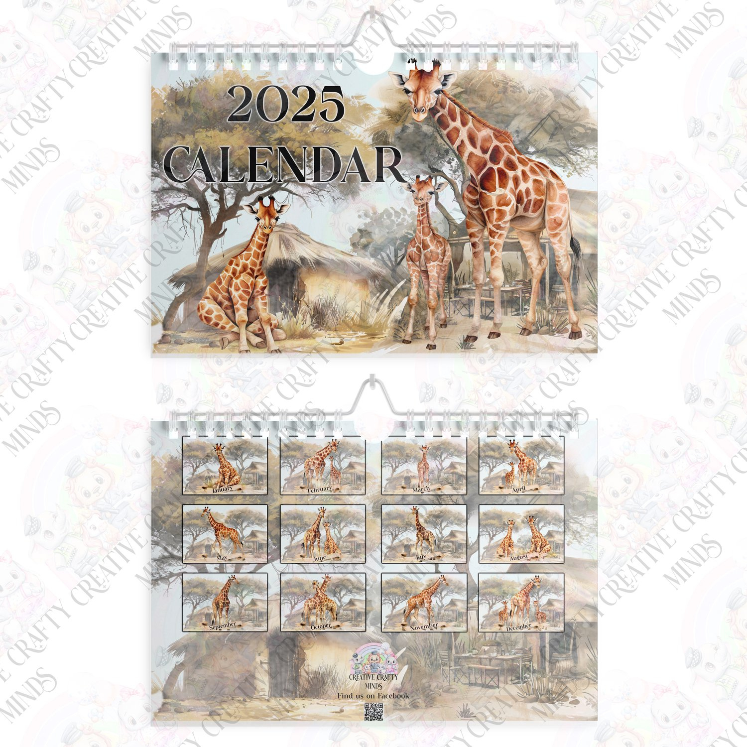 2025 Realistic Giraffe Calendar - Payhip within Giraffes 2025 Calendar Printable