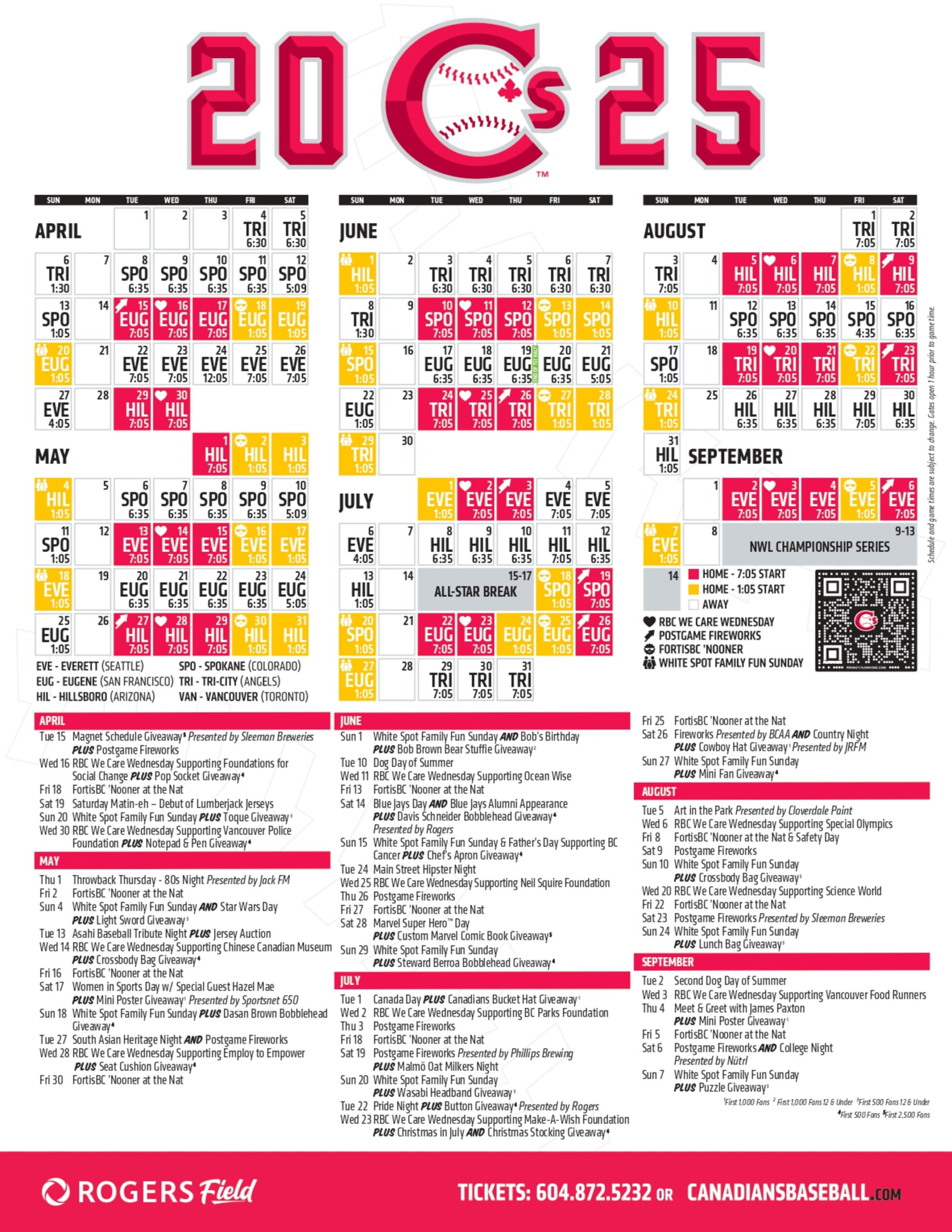 2025 Schedule | Vancouver Canadians | Canadians regarding Vancouver 2025 Calendar Printable