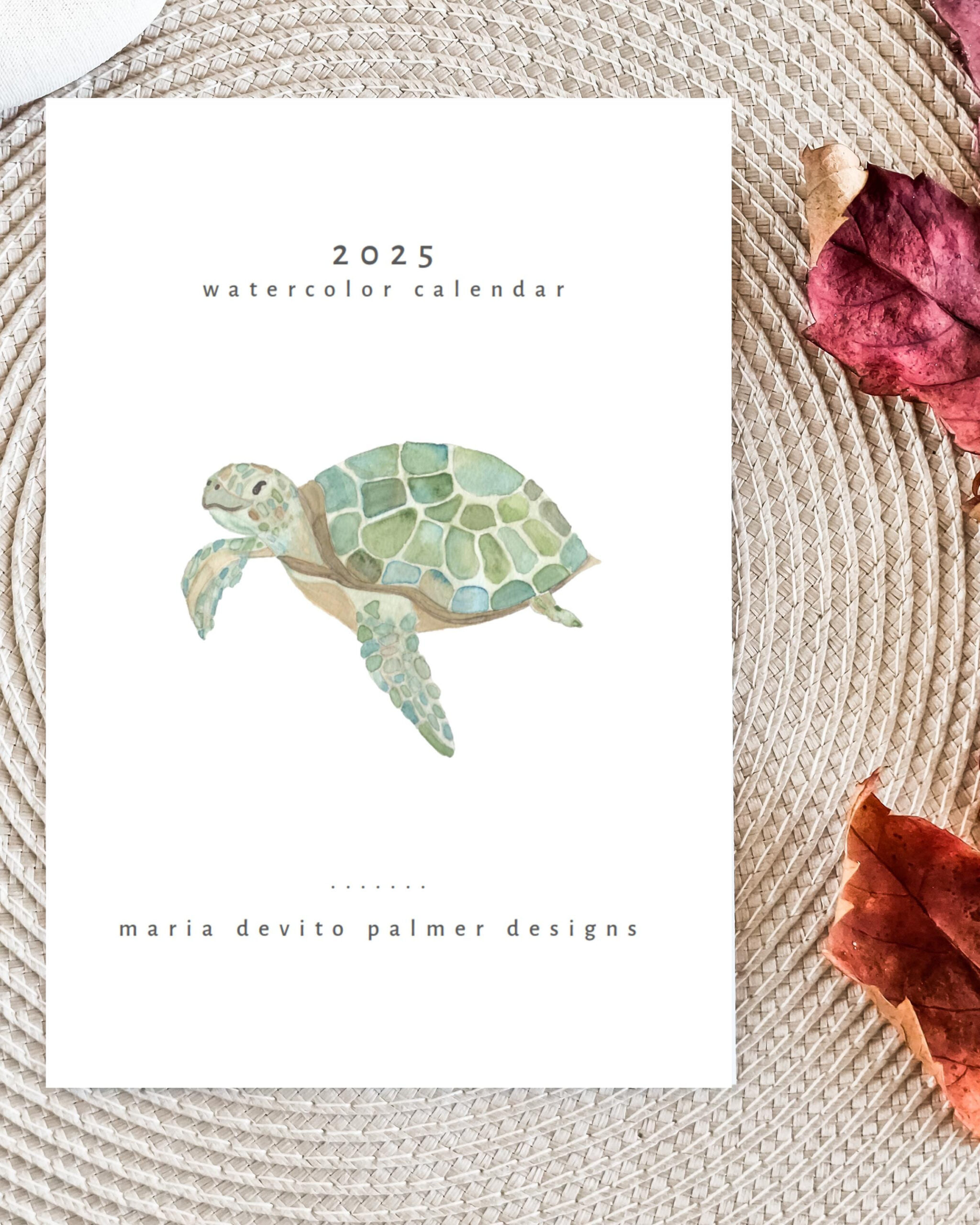 2025 Sea Creatures Watercolor Calendar - Etsy for Hawaiian Sea Turtles 2025 Calendar Printable