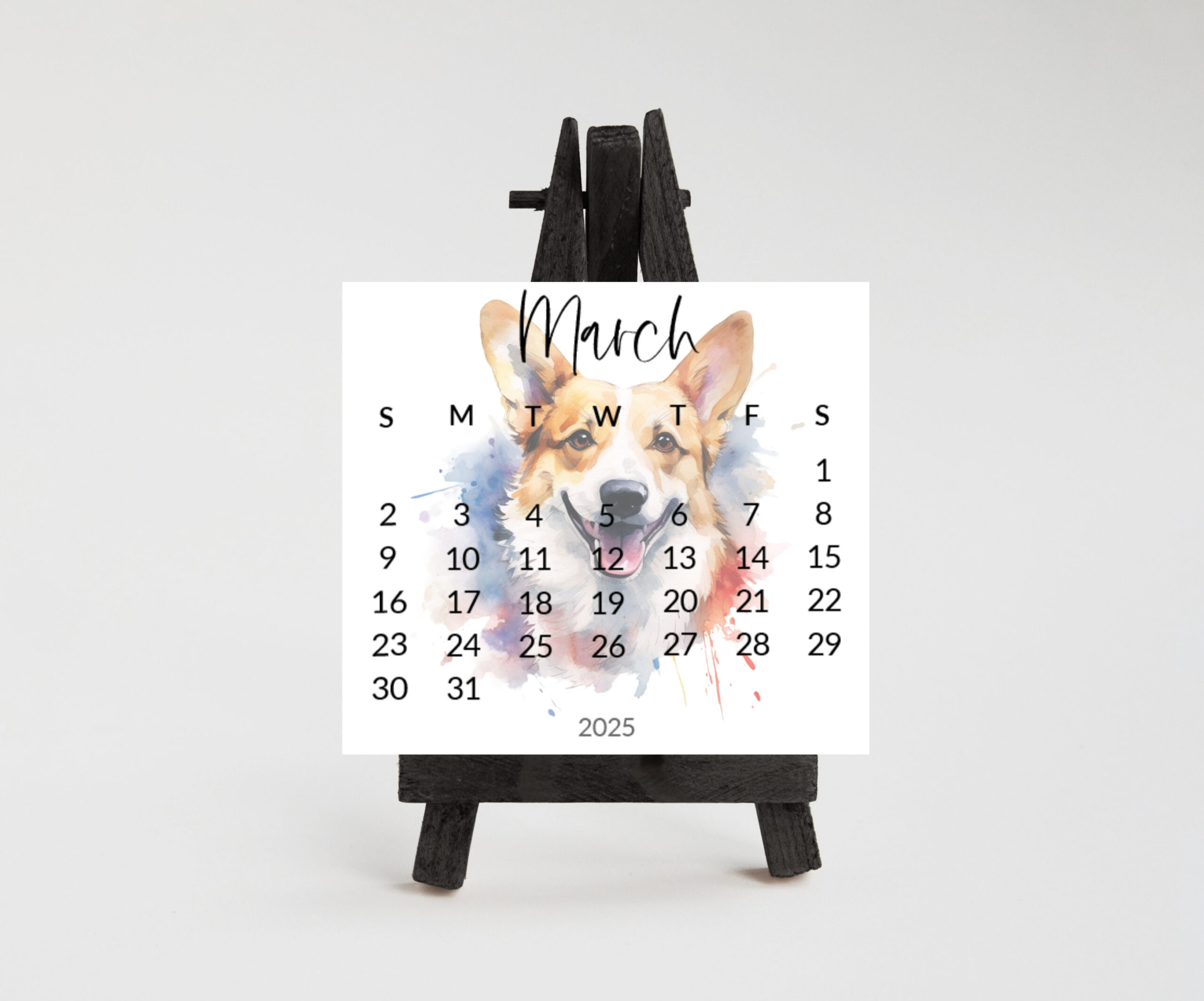 2025 Small Desk Calendar Pembroke Welsh Corgi -Desktop Calendar for Just Pembrook Corgis 2025 Calendar Printable