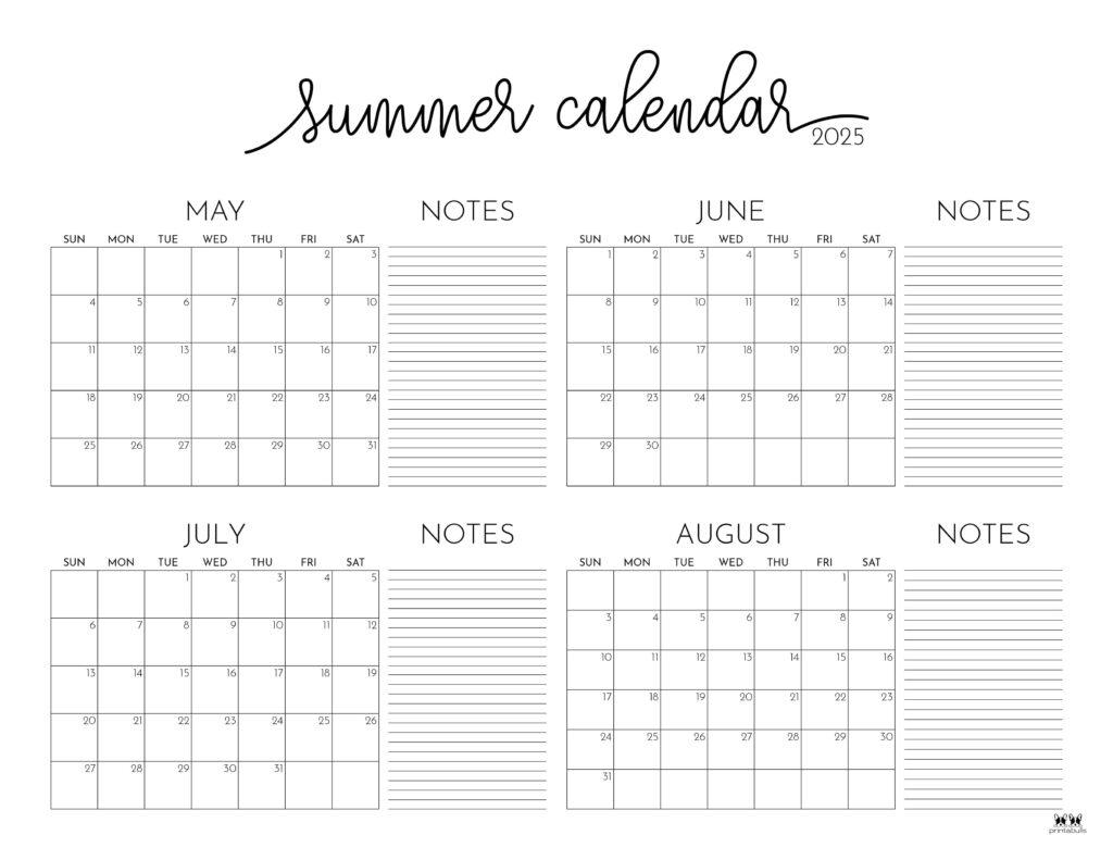 2025 Summer Calendars - 27 Free Printables | Printabulls for Beach Life 2025 Calendar Printable