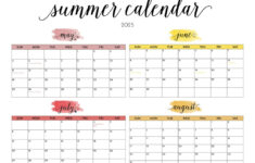 2025 Summer Calendars – 27 Free Printables | Printabulls inside May June July August 2025 Calendar Printable