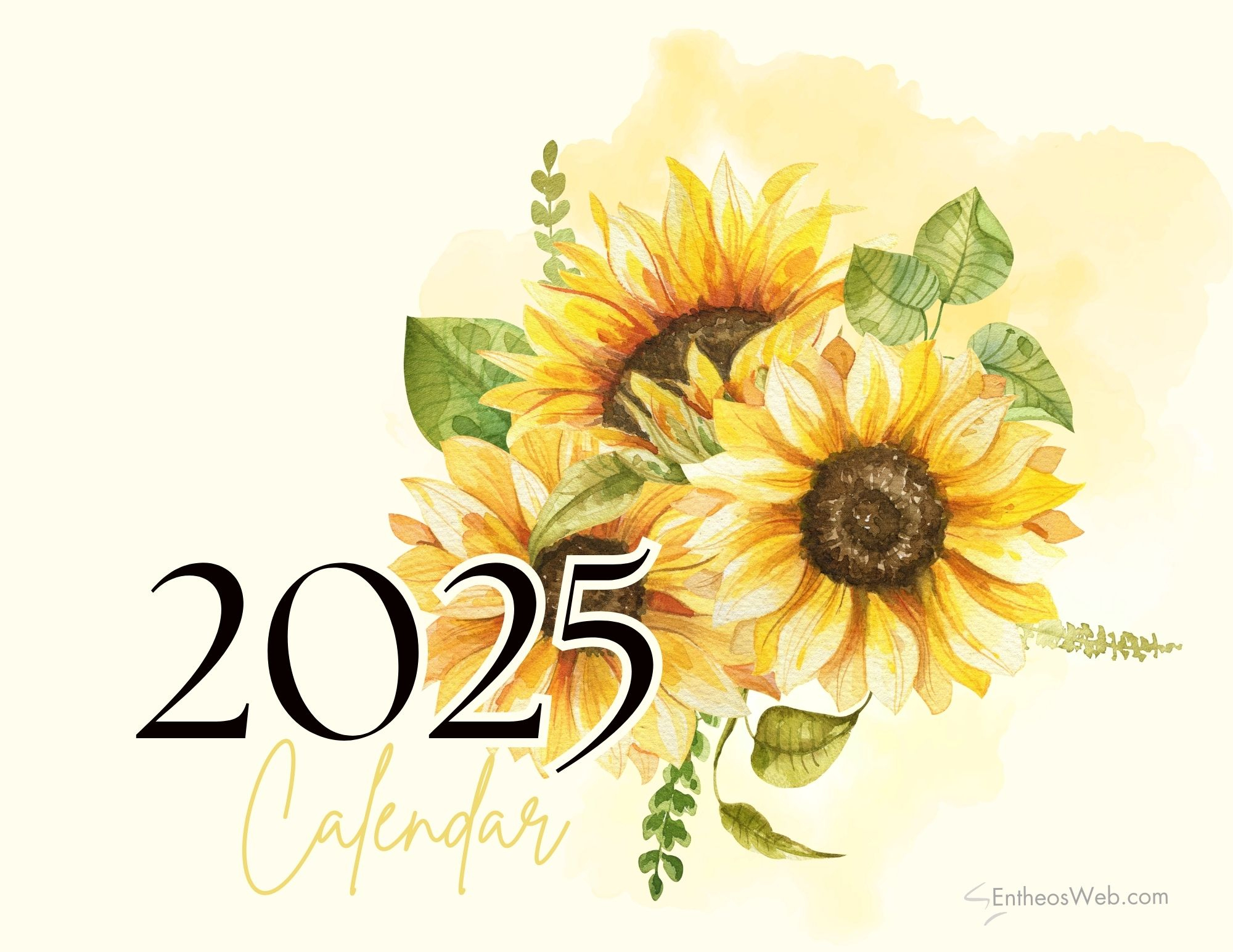 2025 Sunflowers Calendar Printable | Entheosweb with Sunflowers 2025 Calendar Printable