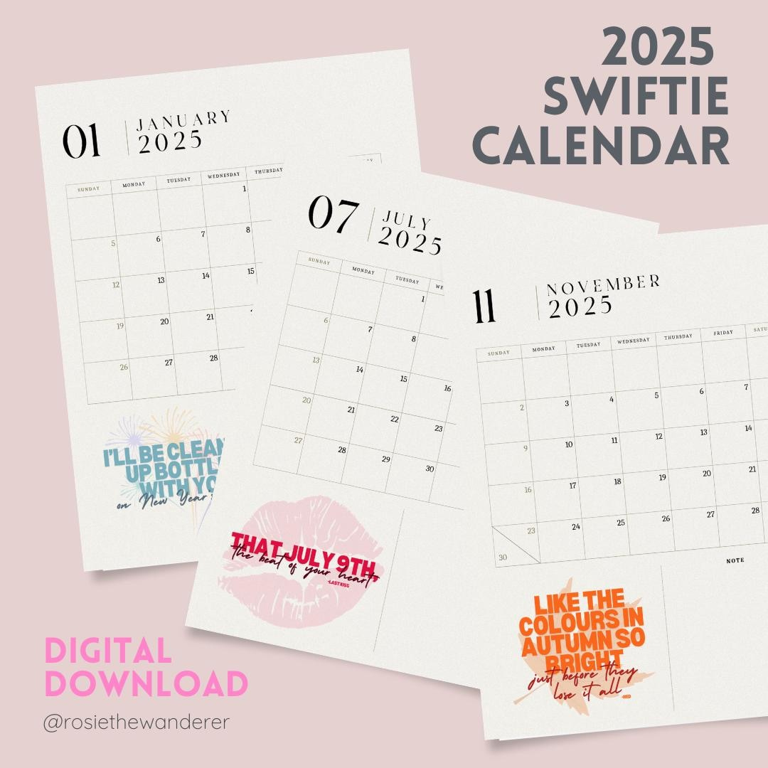 2025 Swiftie Calendar Printable- Digital Download- Printable Taylor Swift Quote Calendar- 2025 Planner- Swiftie Monthly Quote Desk Calendar - Etsy inside Taylor Swift 2025 Calendar Printable