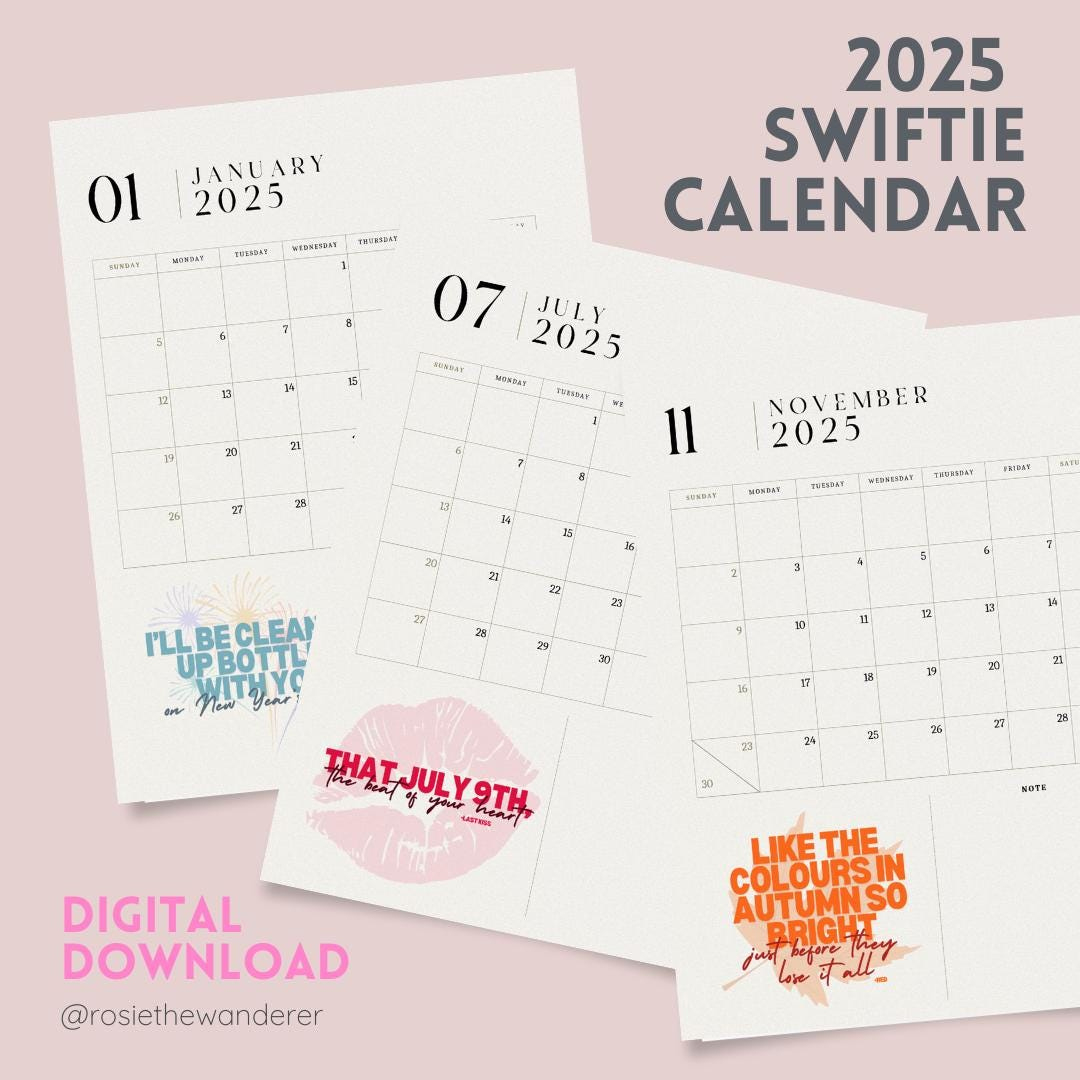 2025 Swiftie Calendar Printable- Digital Download- Printable Taylor Swift Quote Calendar- 2025 Planner- Swiftie Monthly Quote Desk Calendar - Etsy with Taylor Swift 2025 Calendar Printable