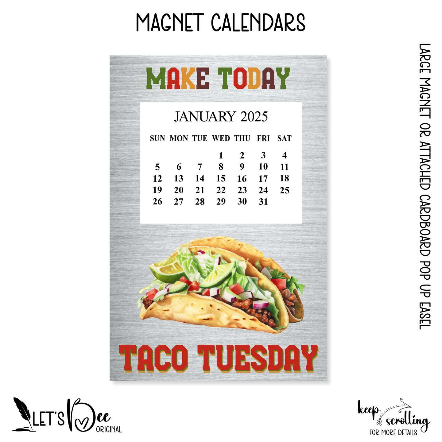 2025 Taco Tuesday Fridge Calendar, 2025 Taco Desk Calendar, 2025 Taco Lover Magnet Calendar, 2025 Taco Day Everyday Calendar, Kitchen Gift | regarding Lets Taco About It 2025 Calendar Printable