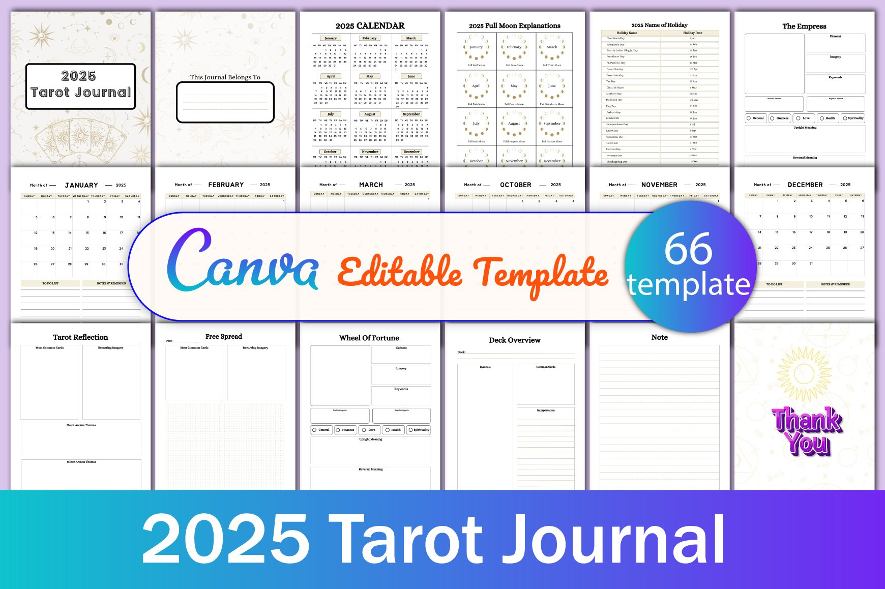 2025 Tarot Journal for Tarot 2025 Calendar Printable