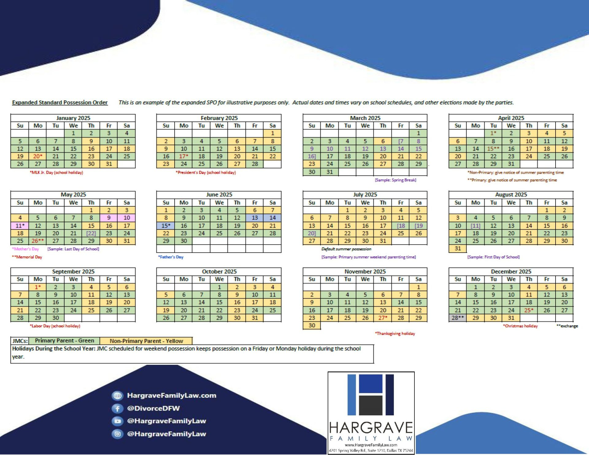 2025 Texas Standard Possession Calendar pertaining to Texas Travel And Events 2025 Calendar Printable