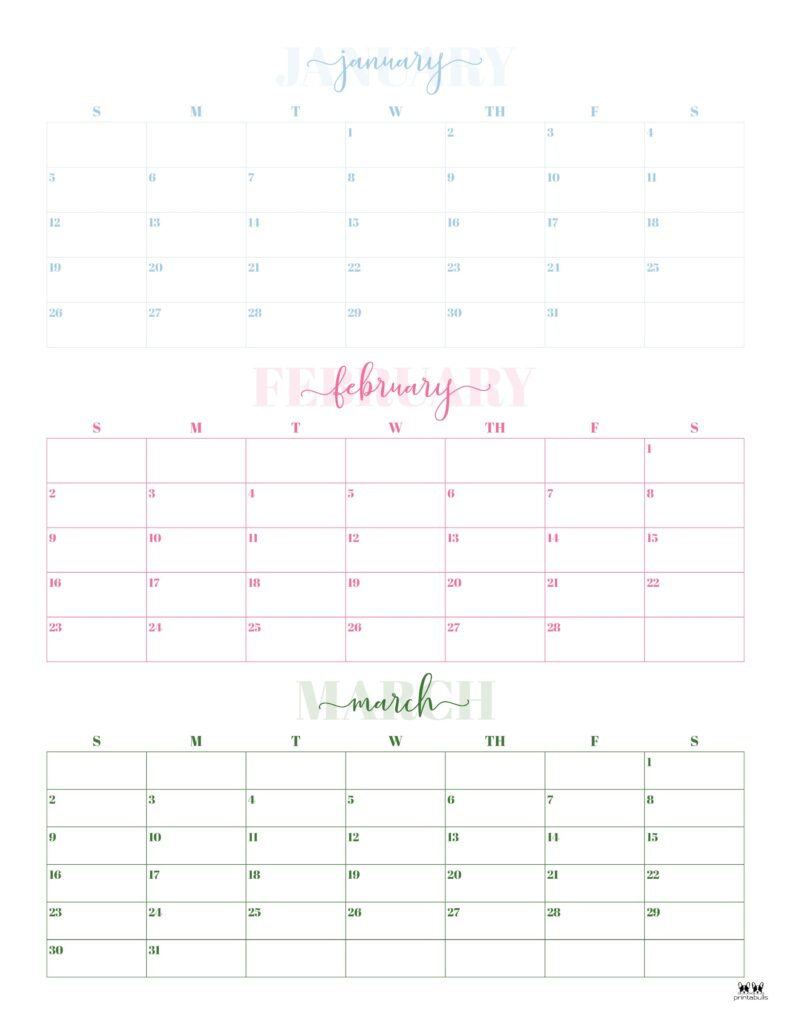 2025 Three Month/Quarterly Calendars - 36 Free Cals | Printabulls intended for Three Month 2025 Calendar Printable