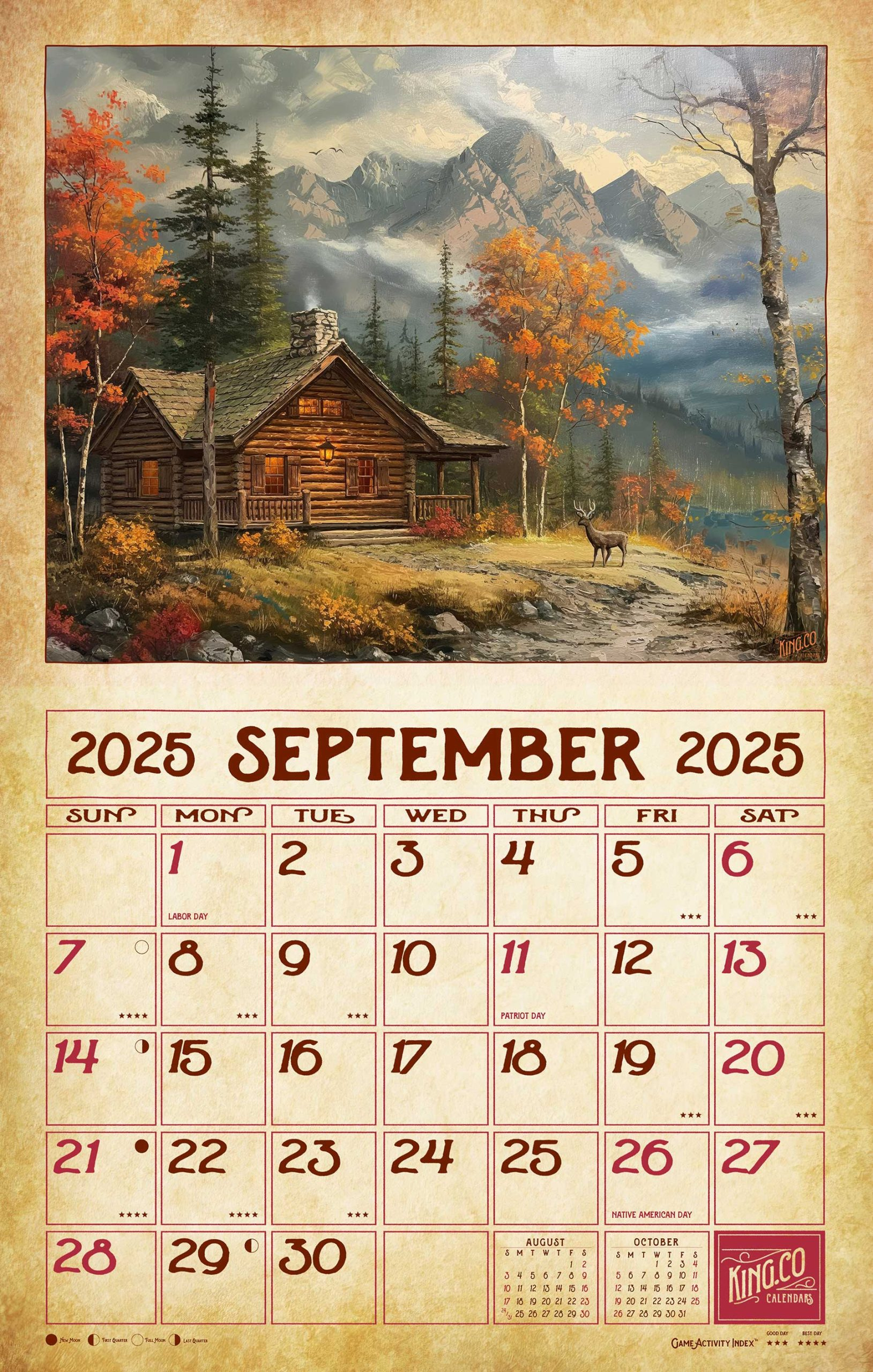 2025 Vintage Log Cabins Wall Calendar - The King Company for Oklahoma Wild And Scenic 2025 Calendar Printable