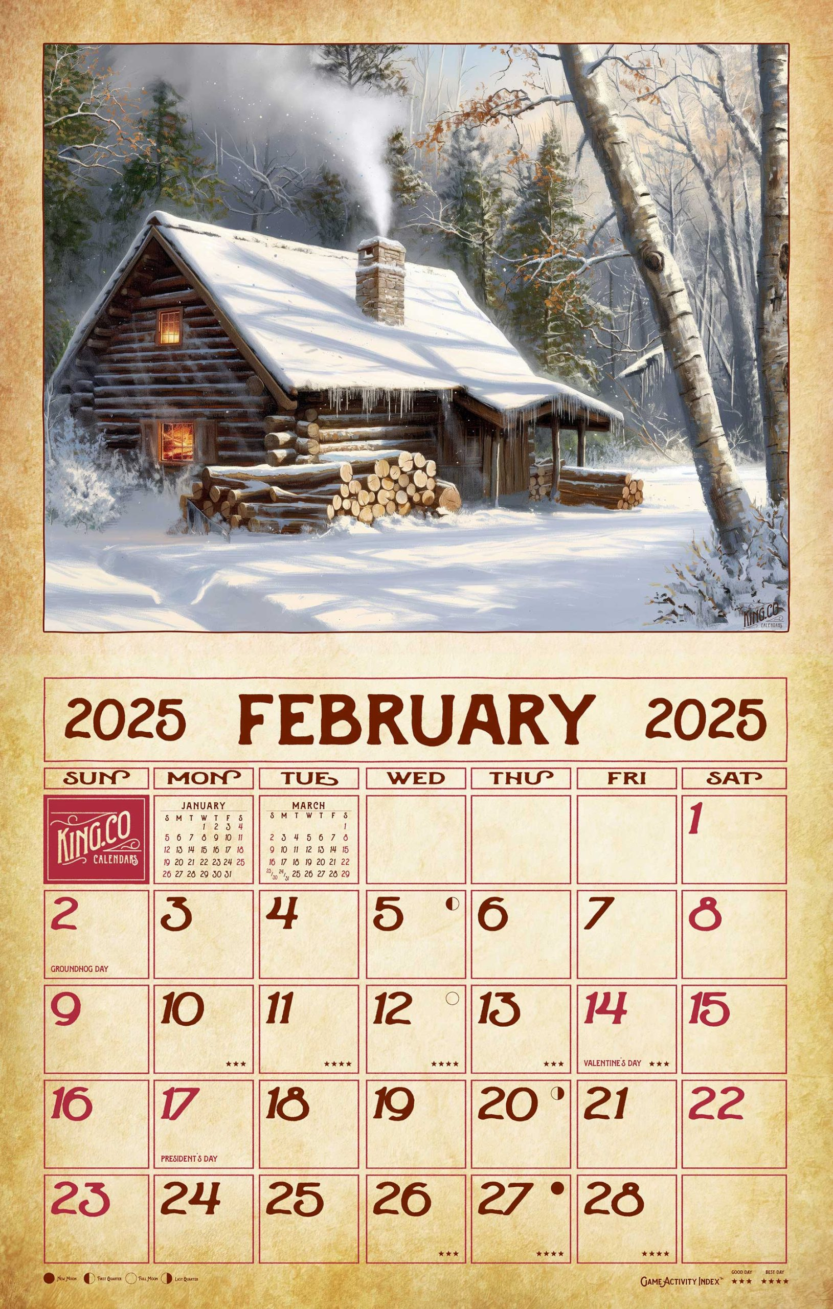 2025 Vintage Log Cabins Wall Calendar - The King Company pertaining to Oklahoma Wild and Scenic 2025 Calendar Printable