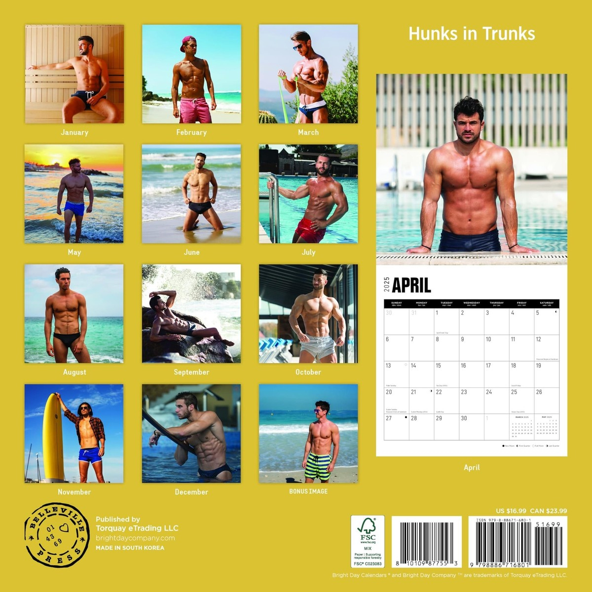 2025 Wall Calendar - Hunks In Trunks, 12X12 Inch, Perfect For Home within Hunks In Trunks 2025 Calendar Printable