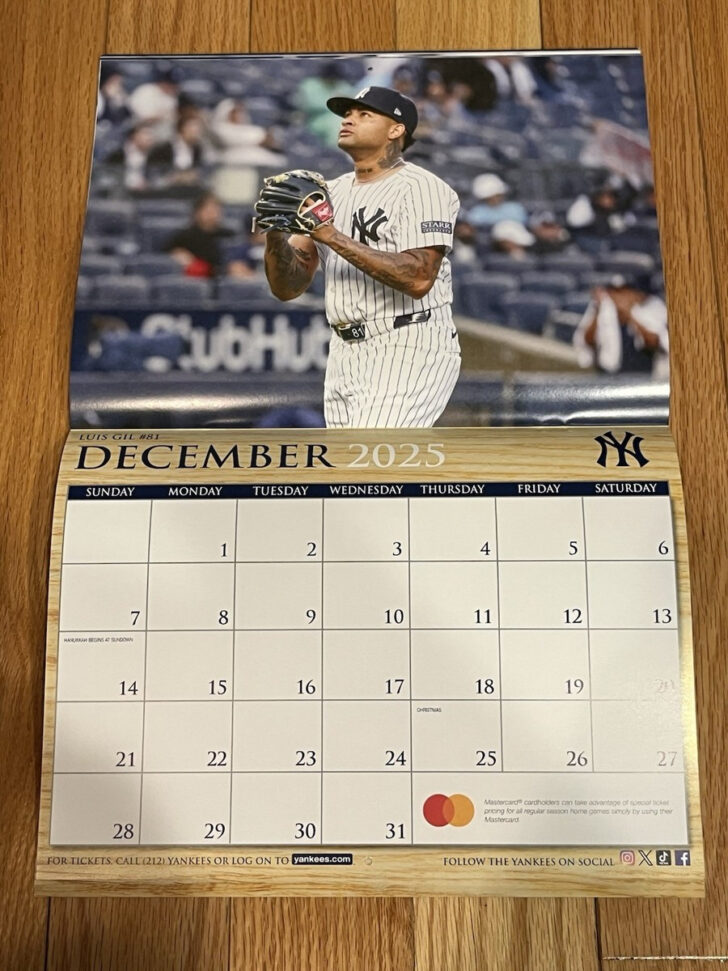 MLB New York Yankees 2025 Calendar Printable