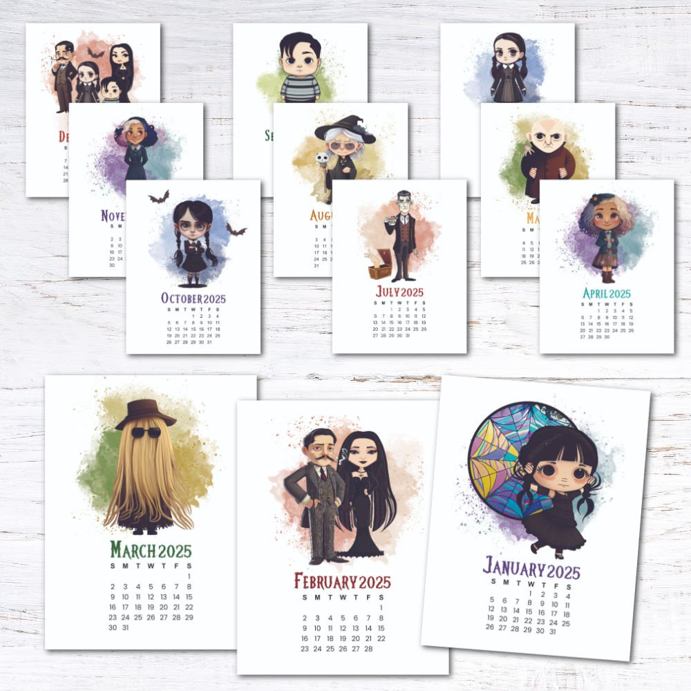 2025 Wednesday Addams Printable Calendar — Krafty Planner pertaining to The Addams Family 2025 Calendar Printable
