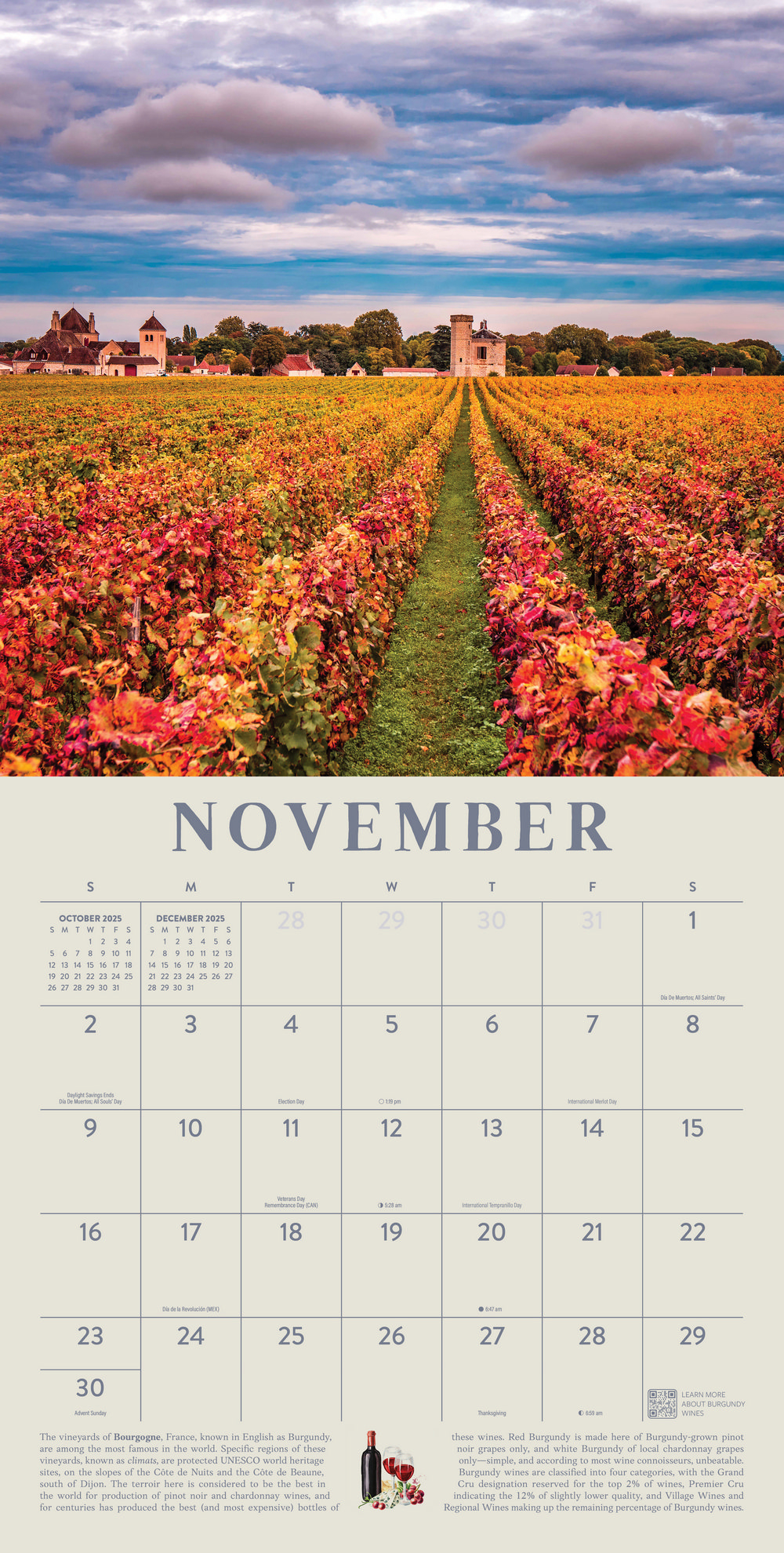 2025 Wine Country Interactive Wall Calendar in Vineyards 2025 Calendar Printable
