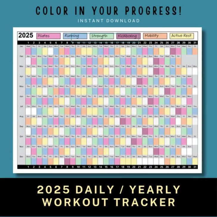 Pilates 2025 Calendar Printable