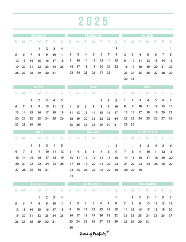 2025 Year Calendars - 70 Best Printables - World Of Printables in Today I Learned 2025 Calendar Printable