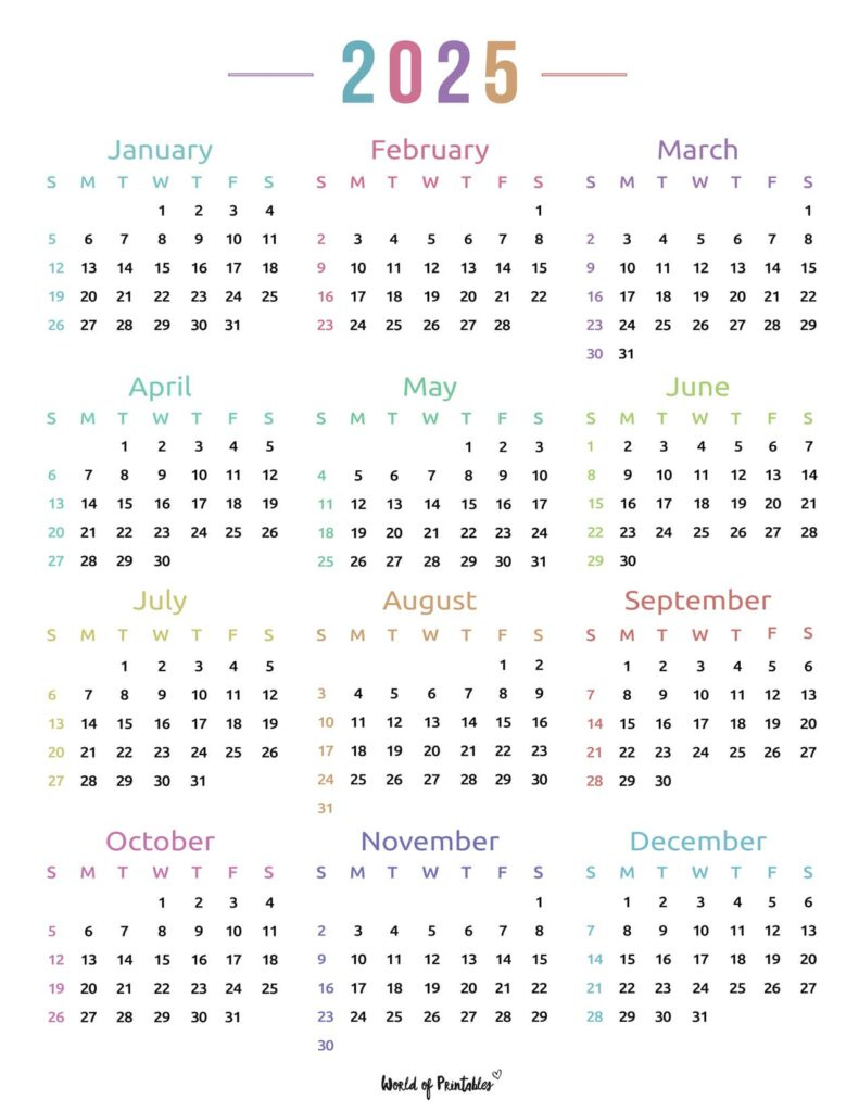 2025 Year Calendars - 70 Best Printables - World Of Printables inside Own Your Magic 2025 Calendar Printable