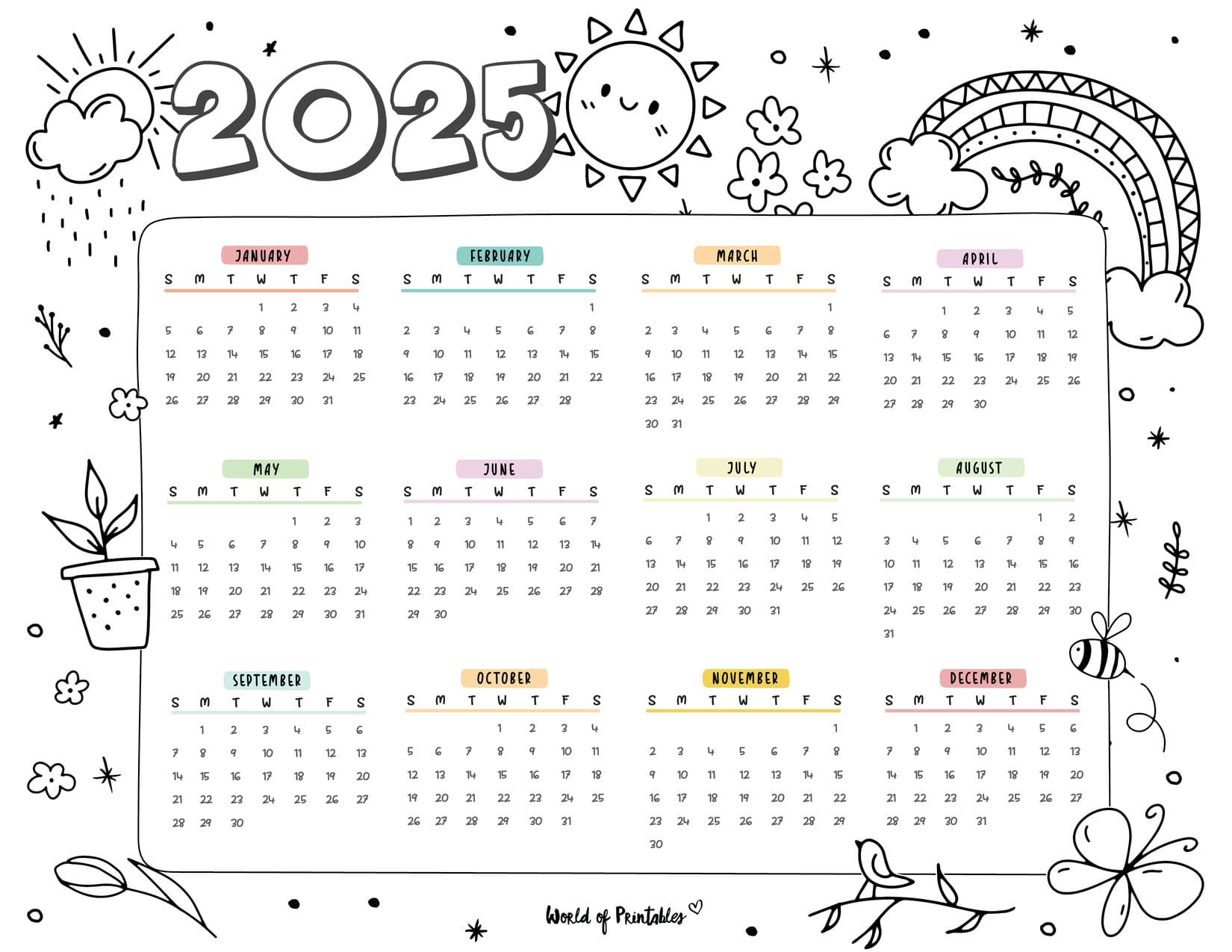 2025 Year Calendars - 70 Best Printables - World Of Printables intended for You Are Doing a Great Job 2025 Calendar Printable