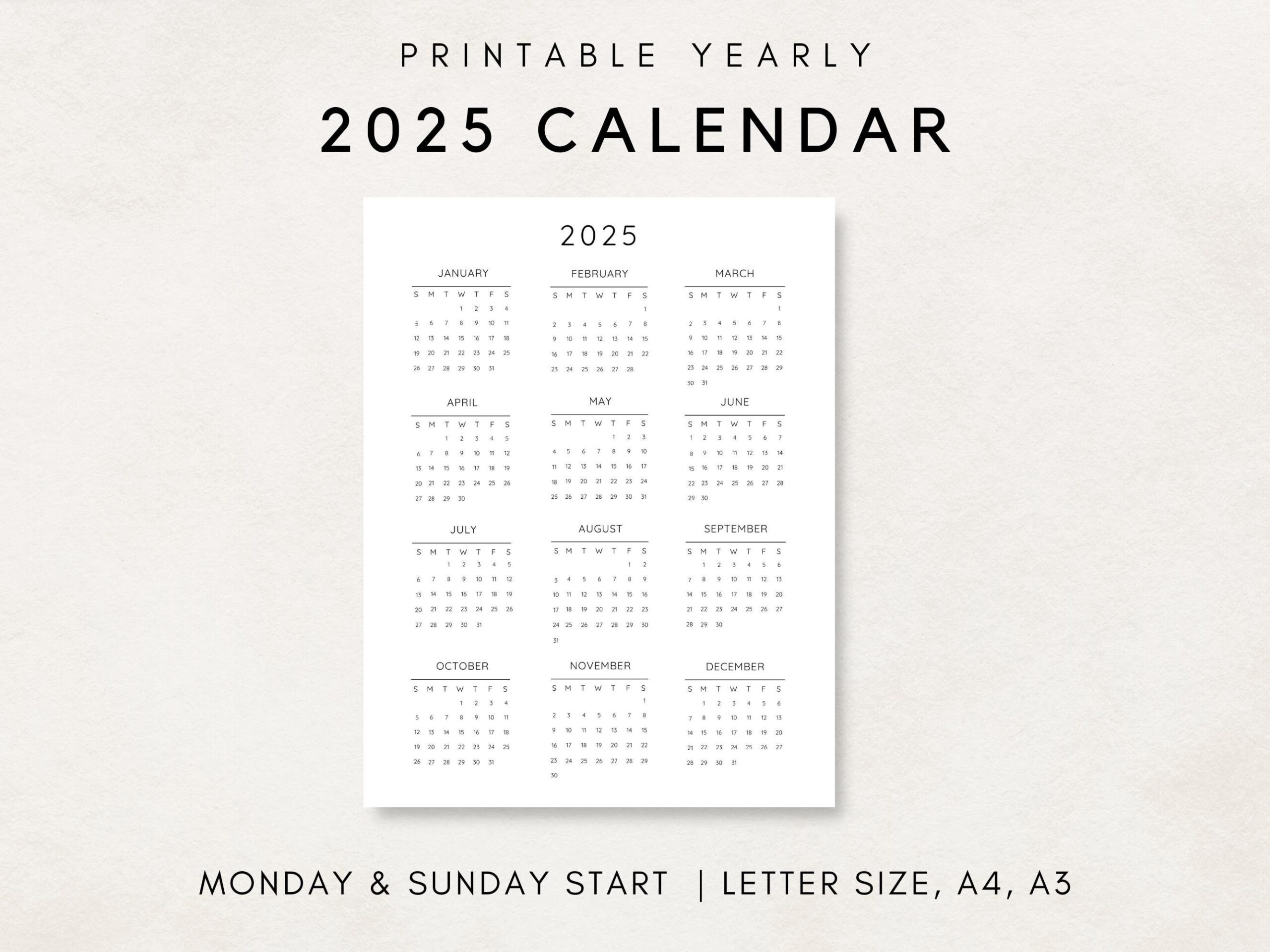 2025 Yearly Calendar, Printable Calendar, 2025 Calendar, 2025 with regard to Hunter Jumper 2025 Calendar Printable