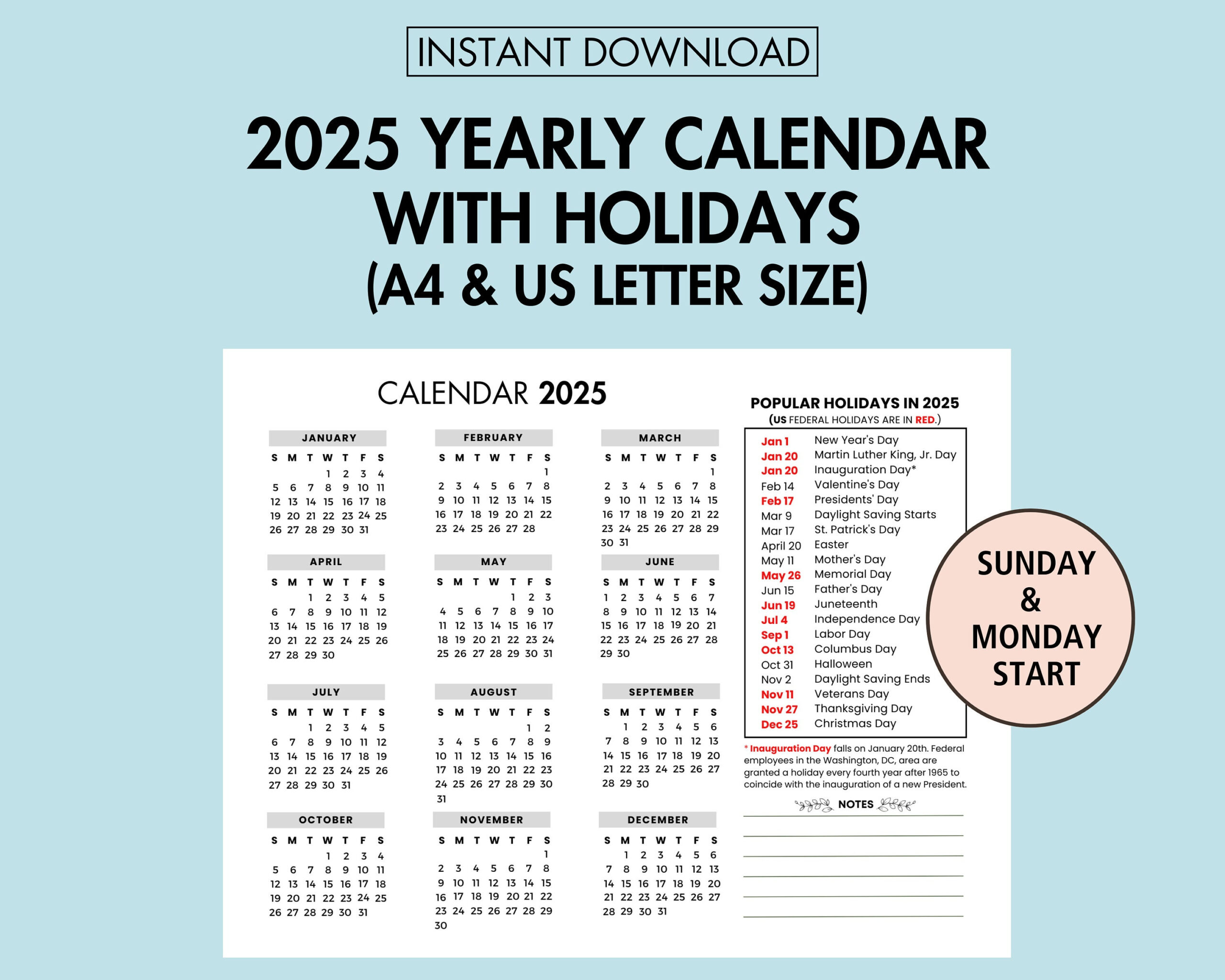 2025 Yearly Calendar With Holiday 2025 Yearly Overview, 2025 Year within American Farm 2025 Calendar Printable