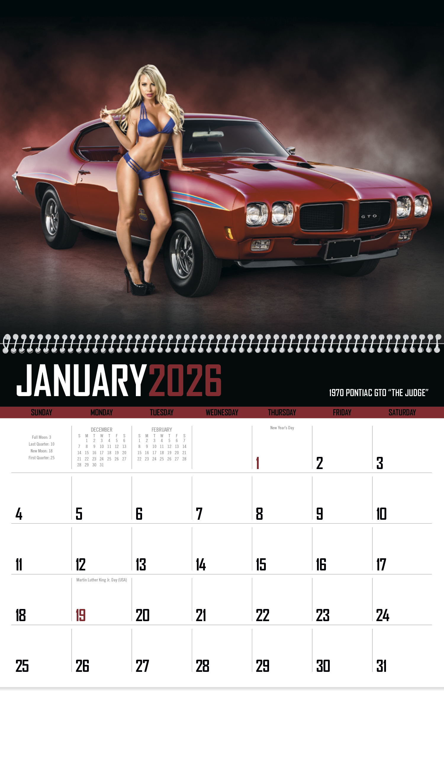 2026 American Muscle Calendar | 11&amp;quot; X 19&amp;quot; Imprinted Spiral Bound pertaining to American Muscle Cars 2025 Calendar Printable