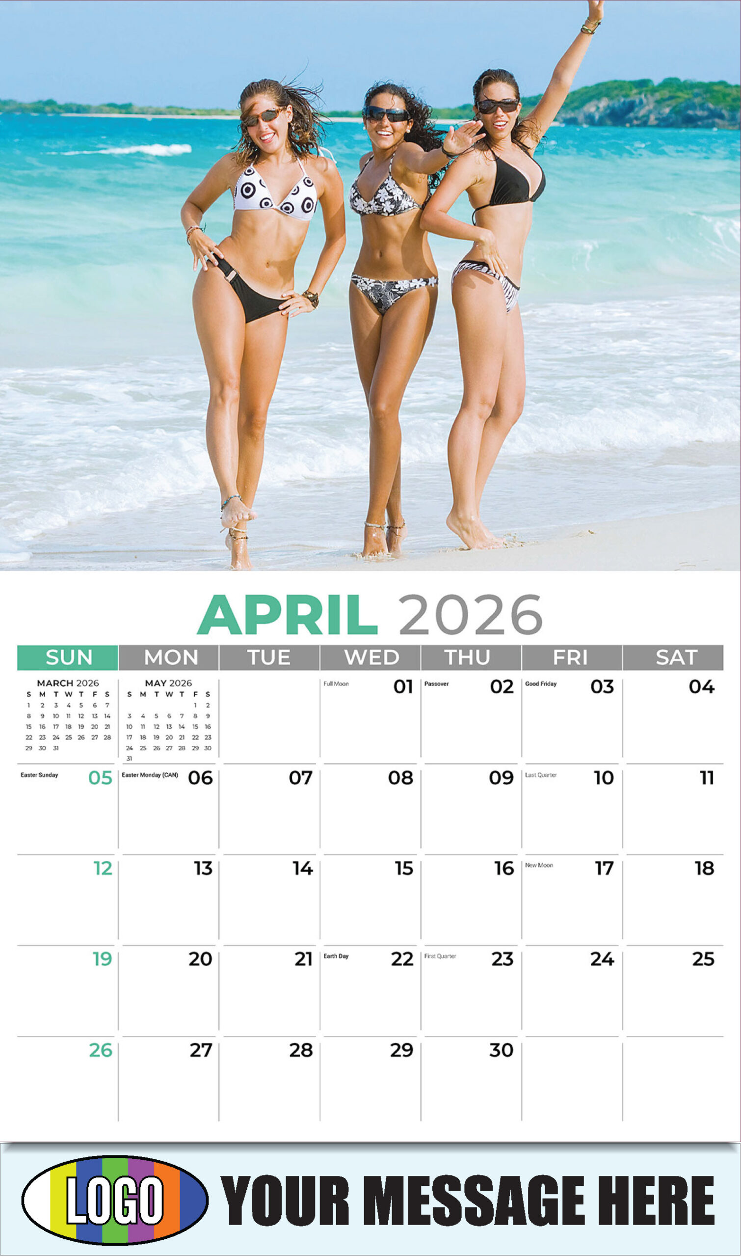 2026 Business Advertising Calendars | Swimsuit Models | Low As 65¢ for Swimsuits Not Required 2025 Calendar Printable