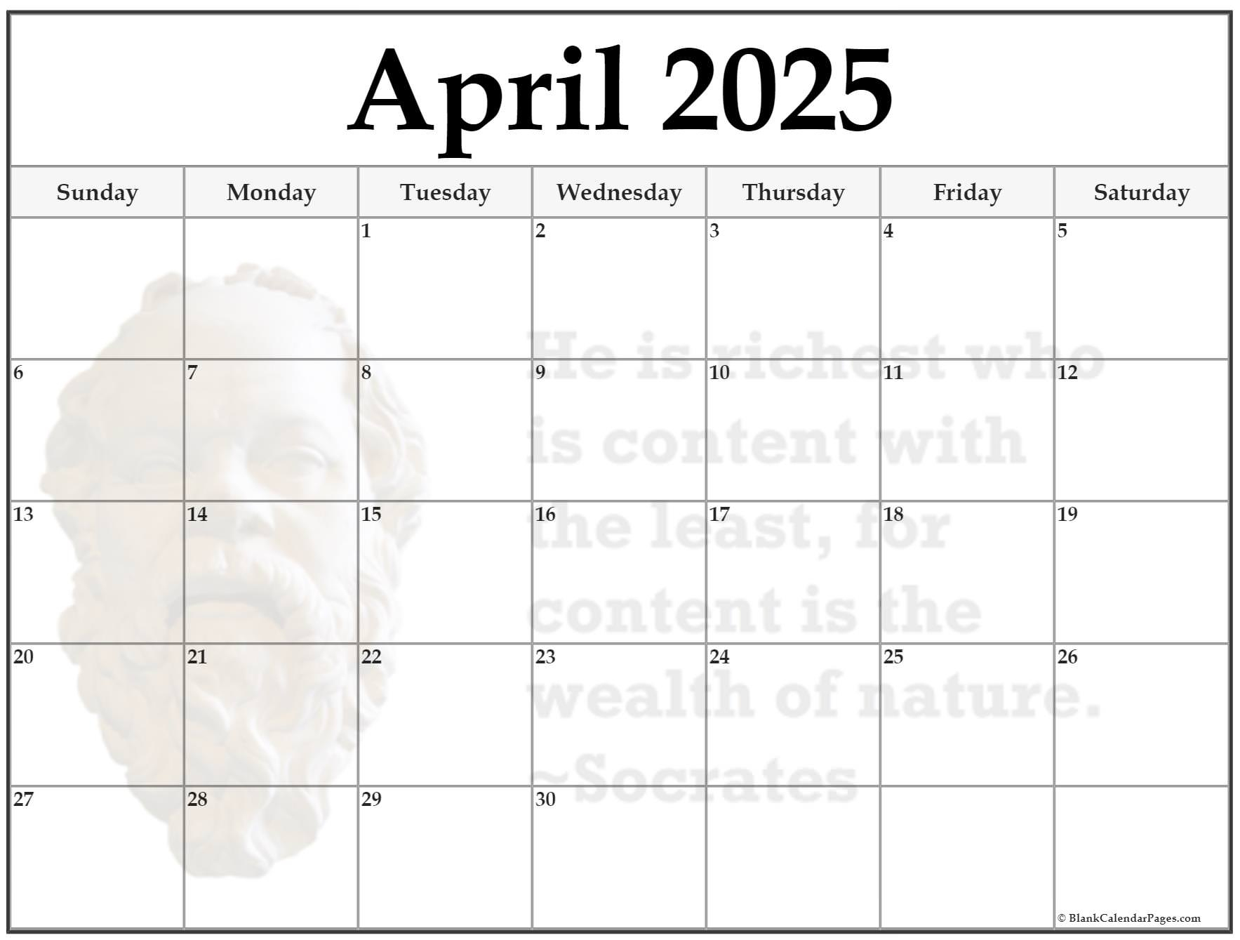 24+ April 2025 Quote Calendars for Motivationals 2025 Calendar Printable