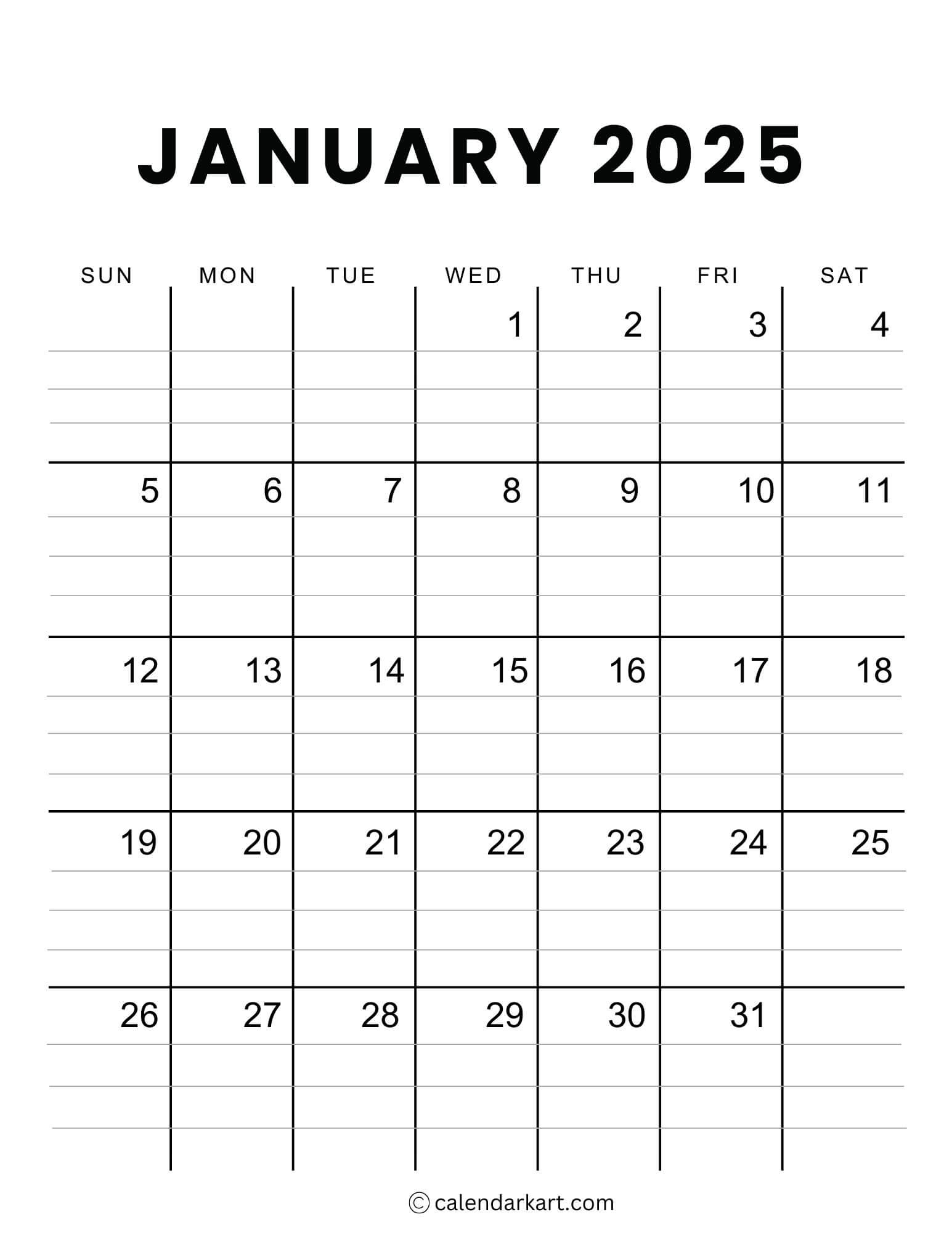 40+ Printable January 2025 Calendars | Free Pdf | Calendarkart intended for Office Lingo 2025 Calendar Printable