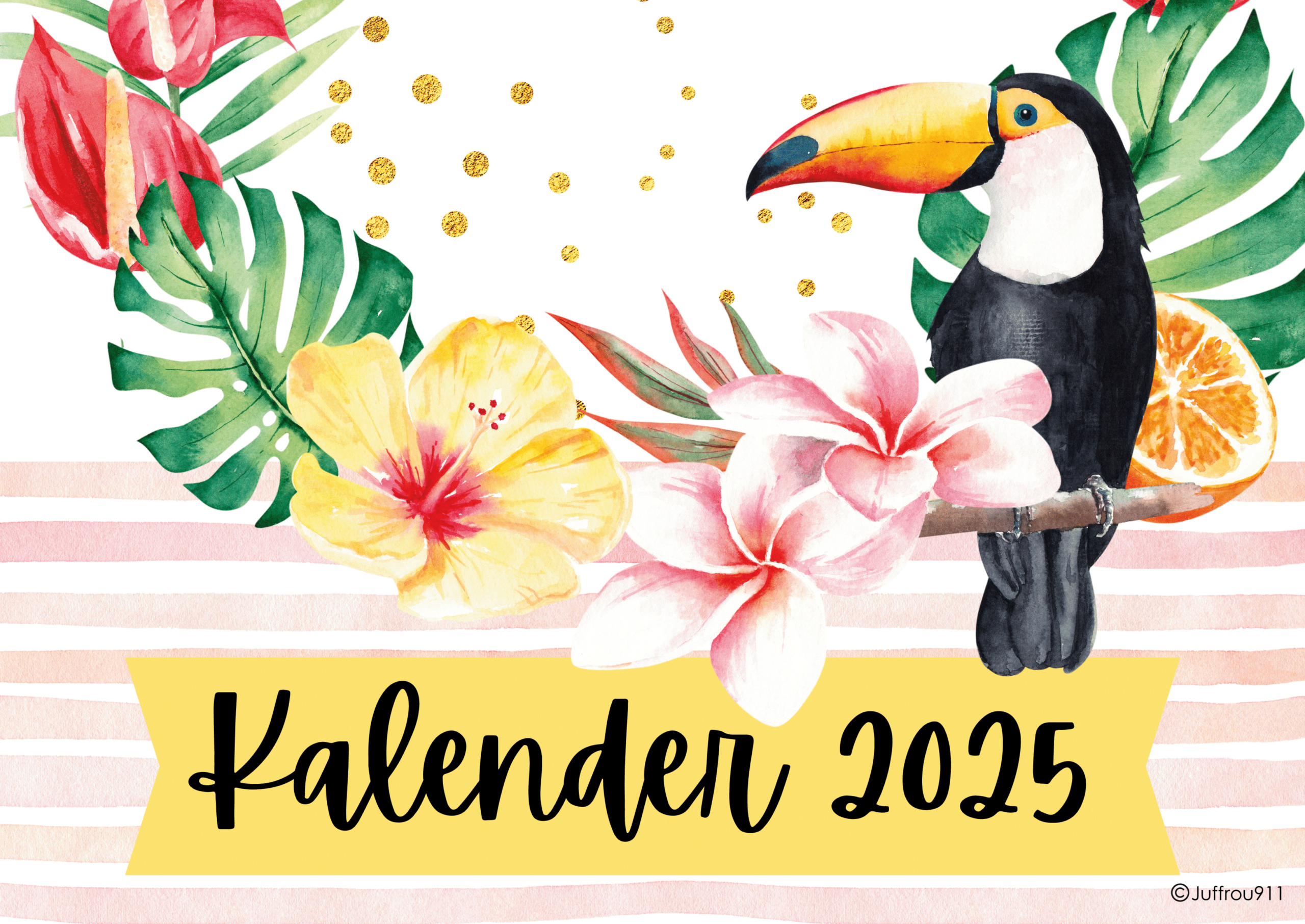 A3 Tropiese Toucan Tafelkalender 2025 - Juffrou 911 intended for Tropical Birds 2025 Calendar Printable