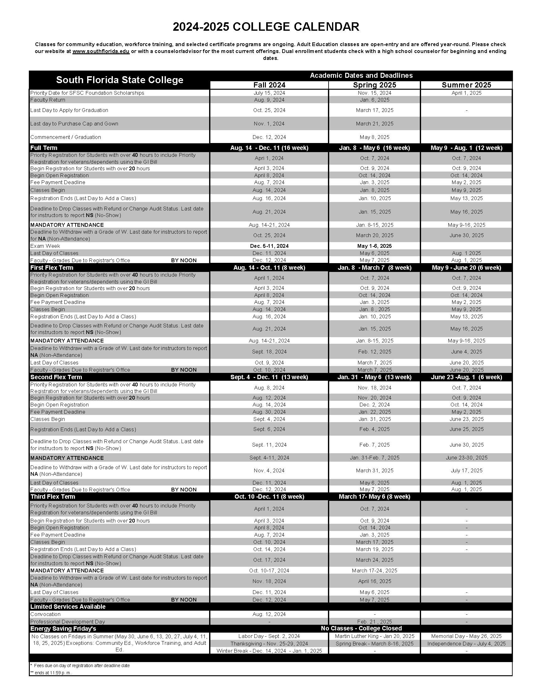 Academic Calendar 2024-2025 regarding Florida 2025 Calendar Printable