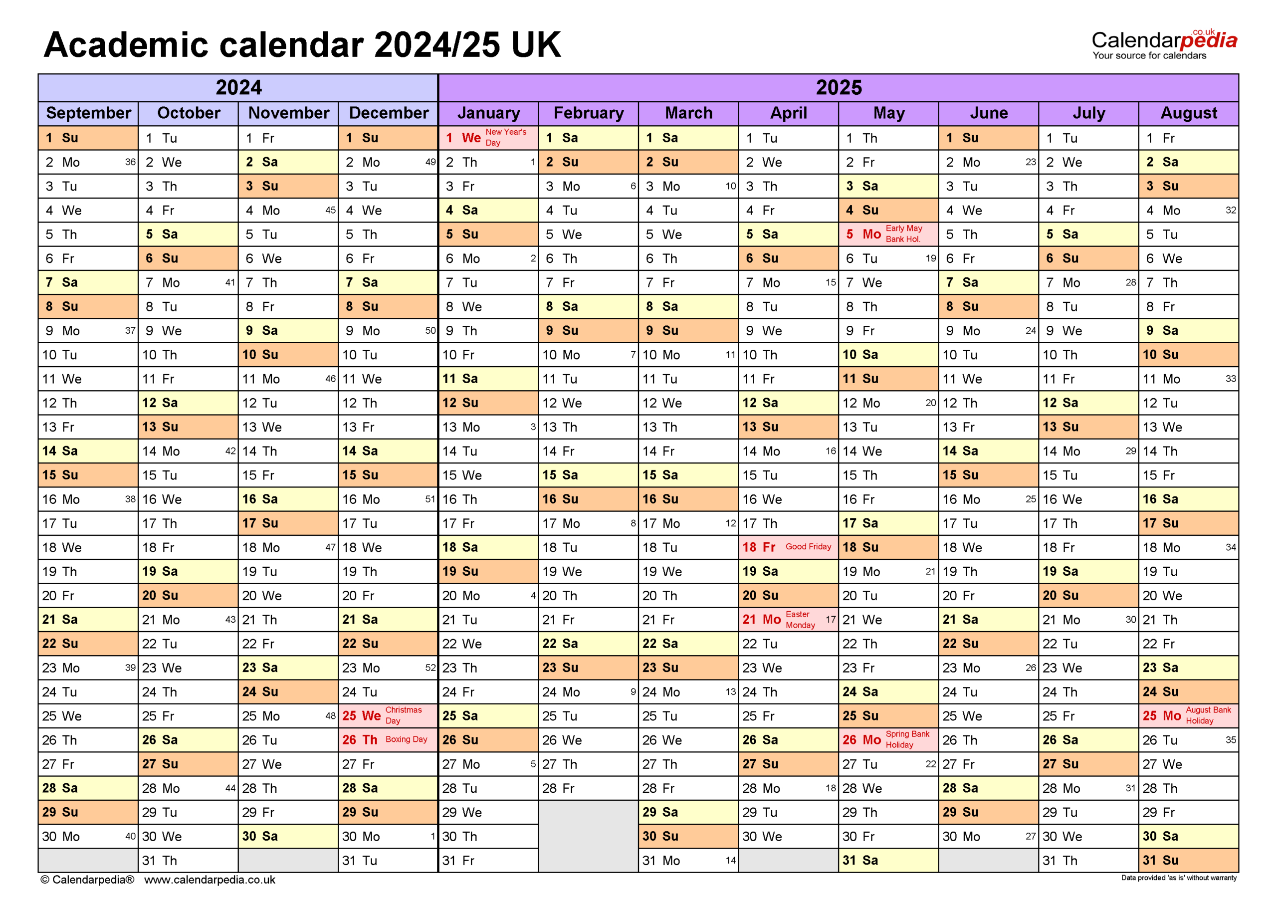 Academic Calendars 2024/25 Uk - Free Printable Word Templates regarding Just Yellow Labs 2025 Calendar Printable