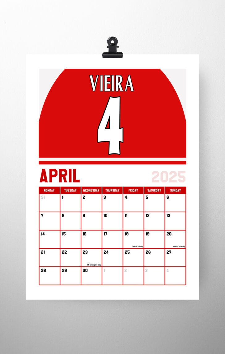 Arsenal Legends 2025 Calendar Printable