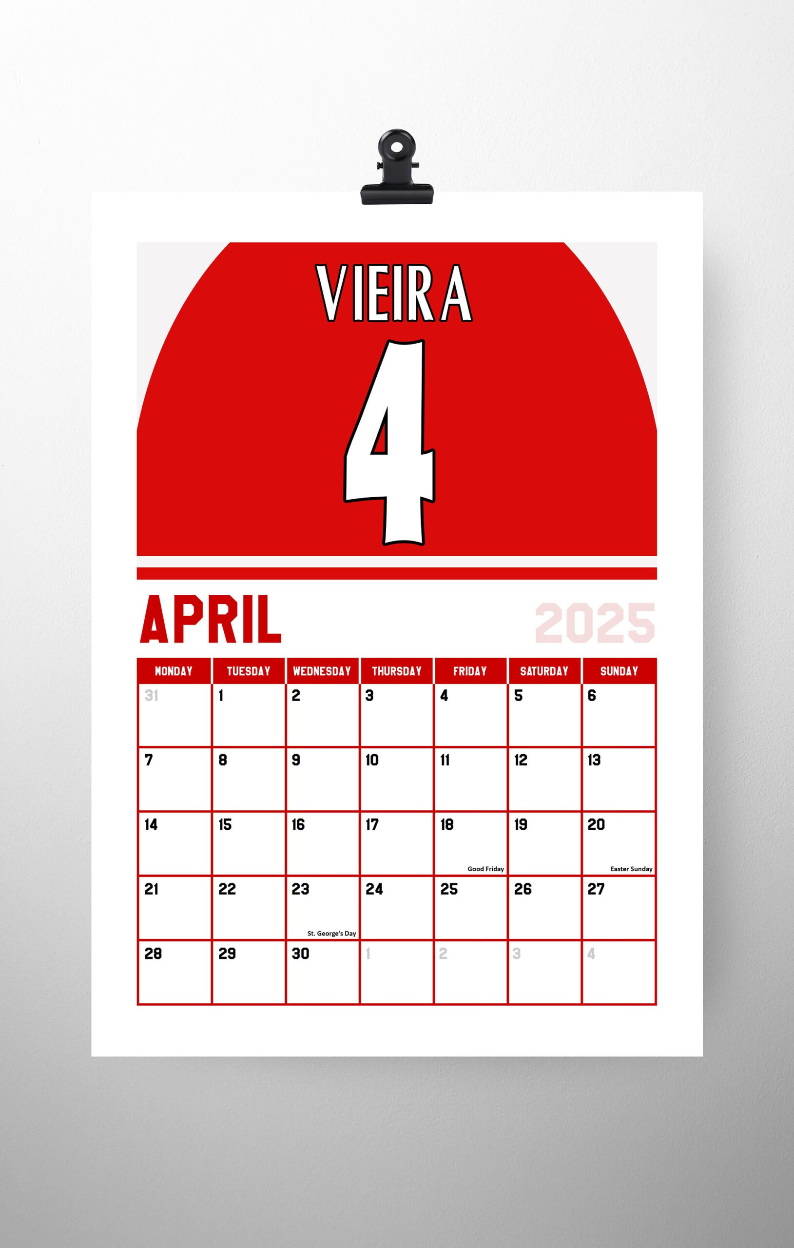 Afc | 2025 Calendar | Club Legends | A4 Calendar | Wall Calendar with Arsenal Legends 2025 Calendar Printable