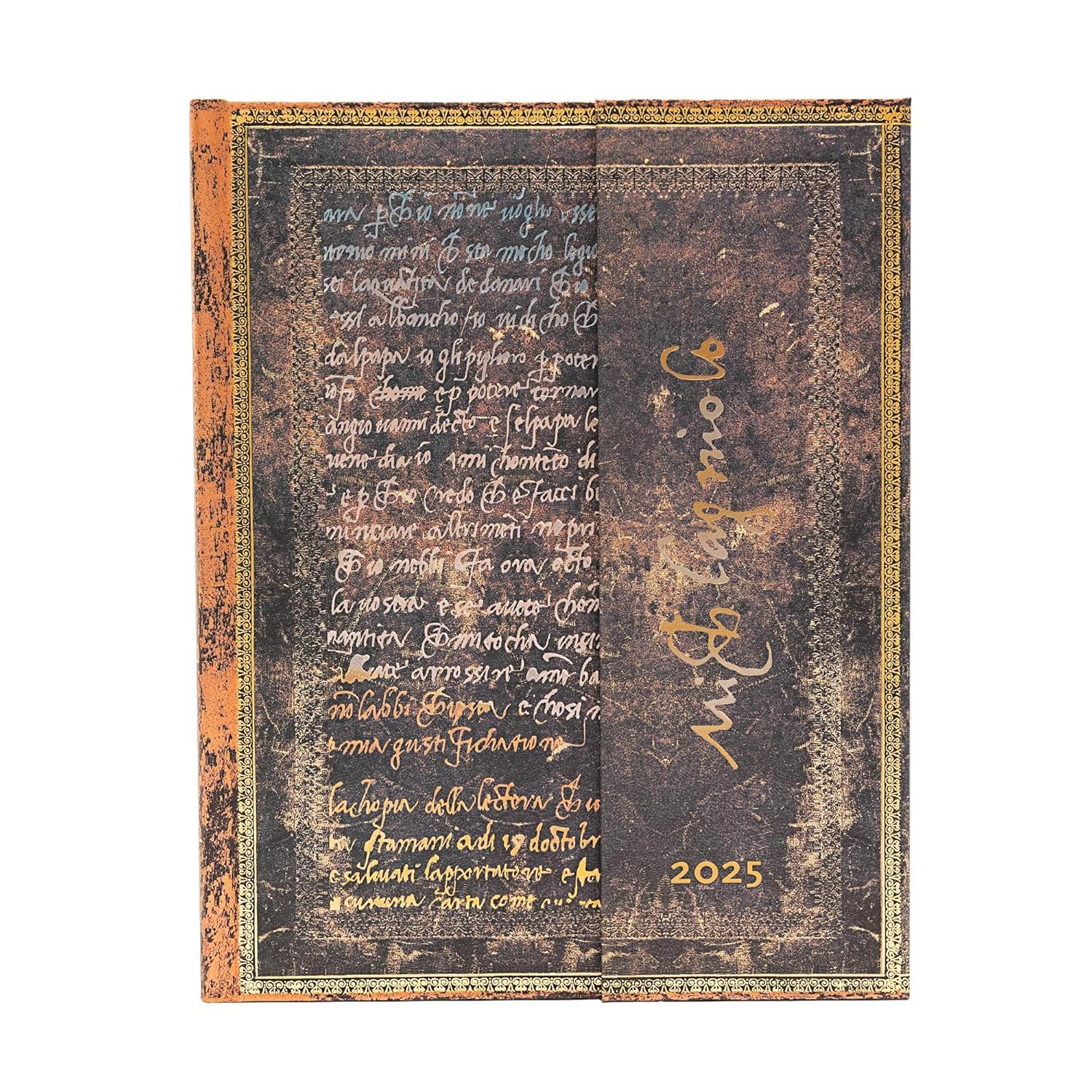 Agenda 2025 - Michelangelo, Handwriting - Embellished Manuscripts Collection - Ultra, Verso, Hardcover, Wrap with Michelangelo 2025 Calendar Printable