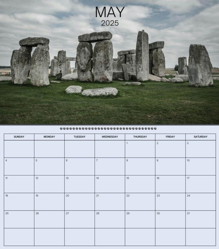 Stonehenge 2025 Calendar Printable