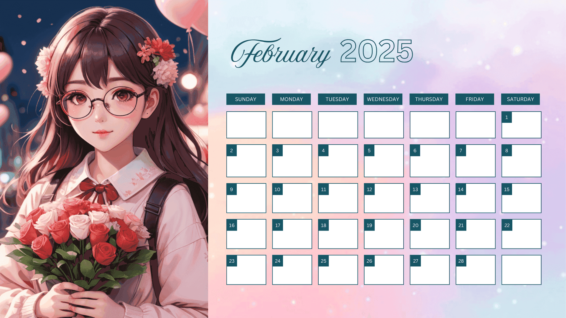 Anime Girl Photo-Centric Monthly Calendar 2025: &amp;quot;A Year Of Beauty for Manga Girls 2025 Calendar Printable