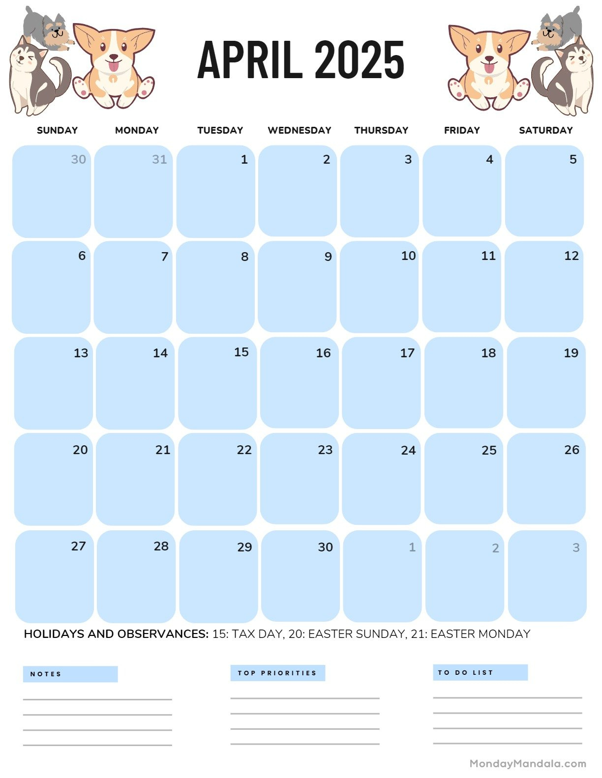 April 2025 Calendar (52 Free Pdf Printables) inside Just Greyhounds 2025 Calendar Printable