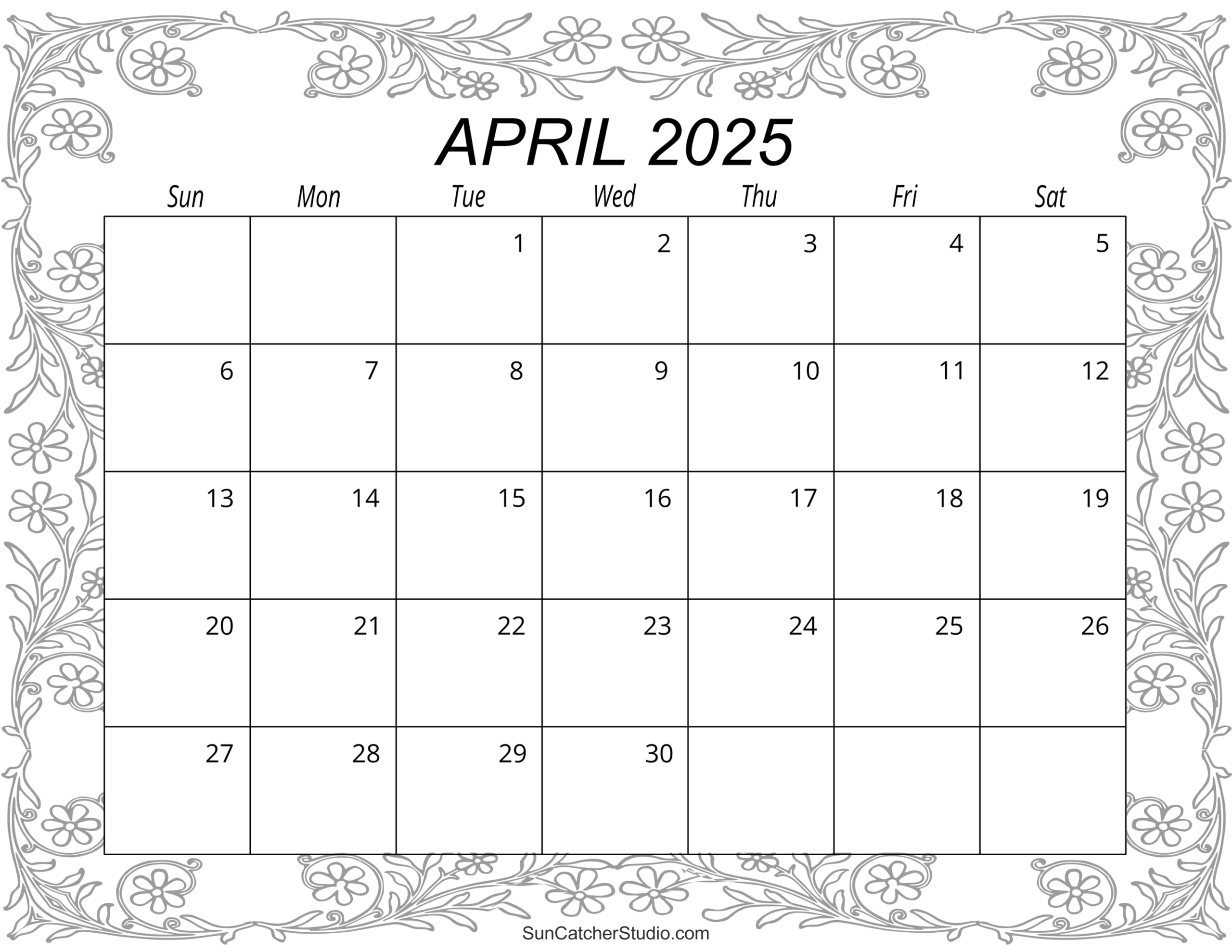 April 2025 Calendar (Free Printable) – Free Printables, Monograms inside Songbirds Square 2025 Calendar Printable