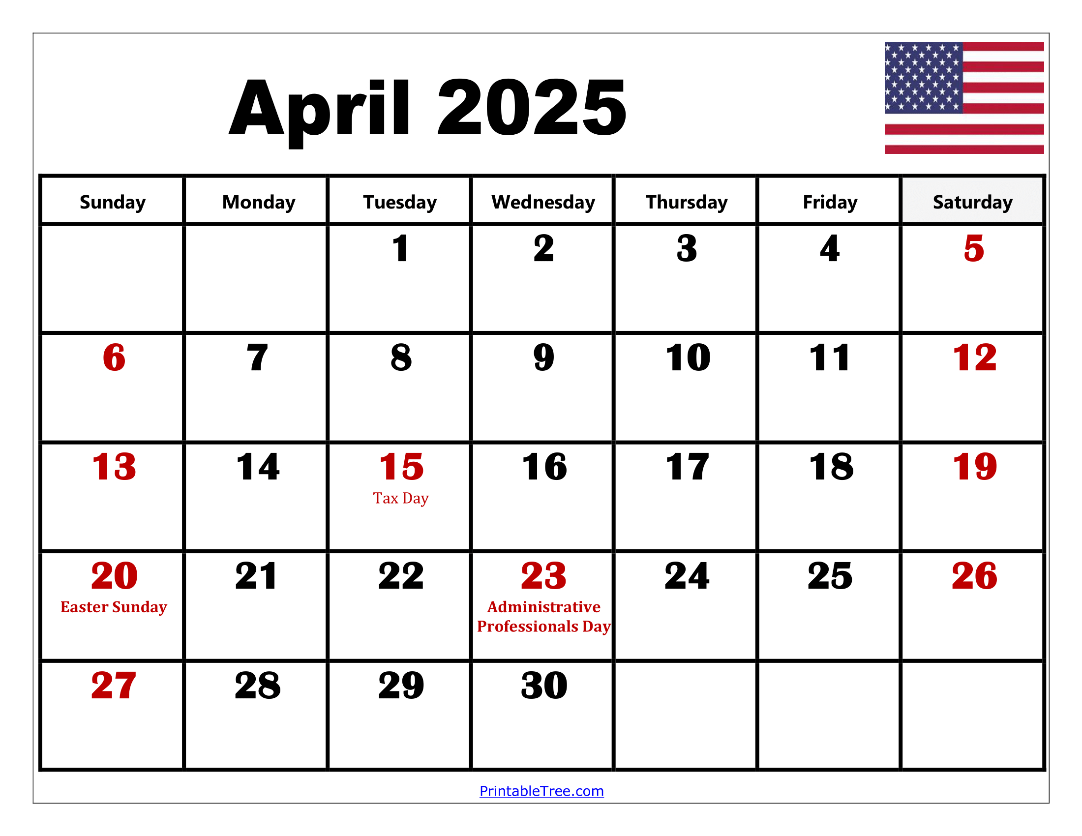 April 2025 Calendar Printable Pdf Template With Holidays regarding Spring Break 2025 Calendar Printable