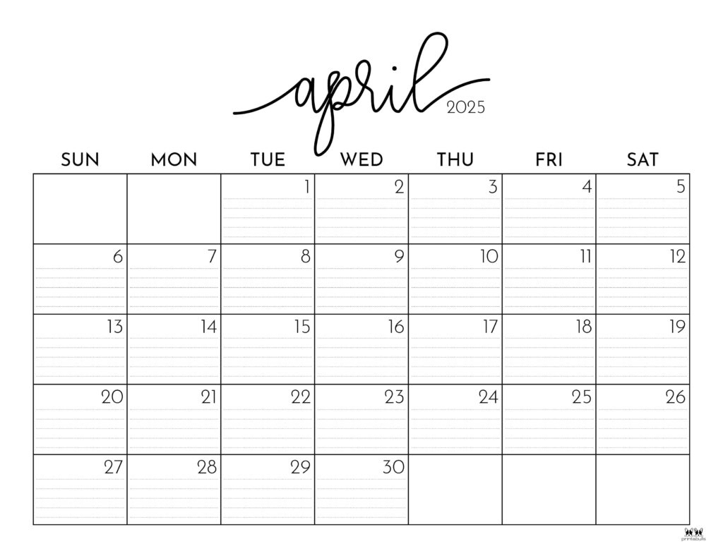 April 2025 Calendars - 107 Free Printables | Printabulls for Blooms Large Grid 2025 Calendar Printable