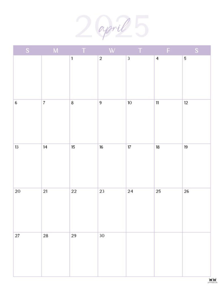 Blooms Large Grid 2025 Calendar Printable