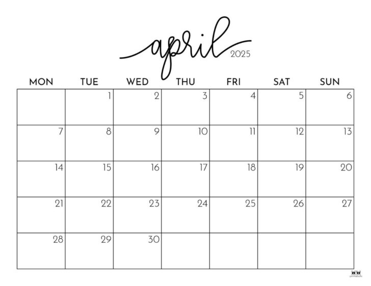 Spring Break 2025 Calendar Printable