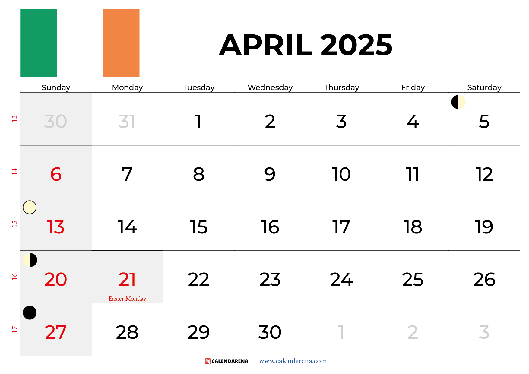 April Calendar 2025 Ireland With Holidays inside Tropical Escapes 2025 Calendar Printable