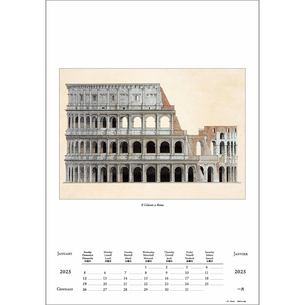 Architettura Wall Large Calendar 2025 intended for Rome 2025 Calendar Printable