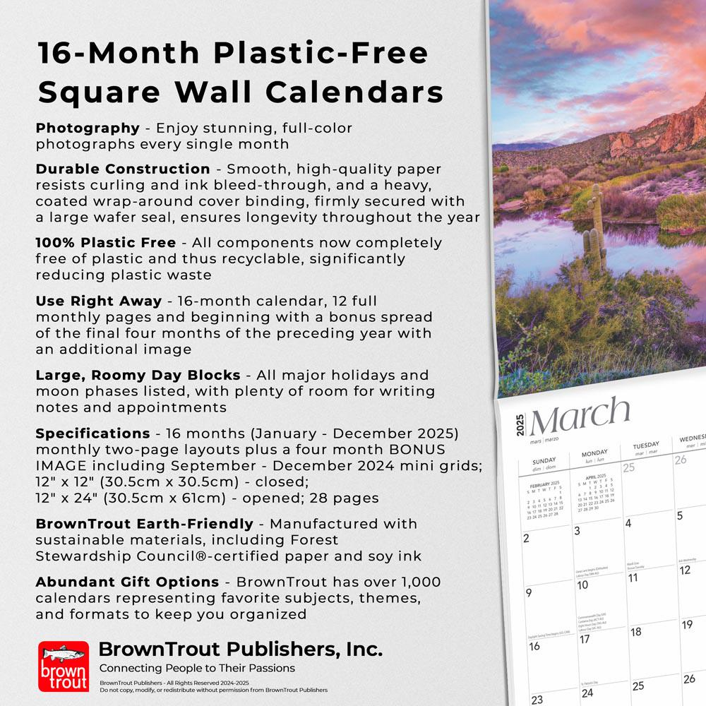 Arizona Wild &amp;amp; Scenic | 2025 12 X 24 Inch Monthly Square Wall in Arizona Wild And Scenic 2025 Calendar Printable