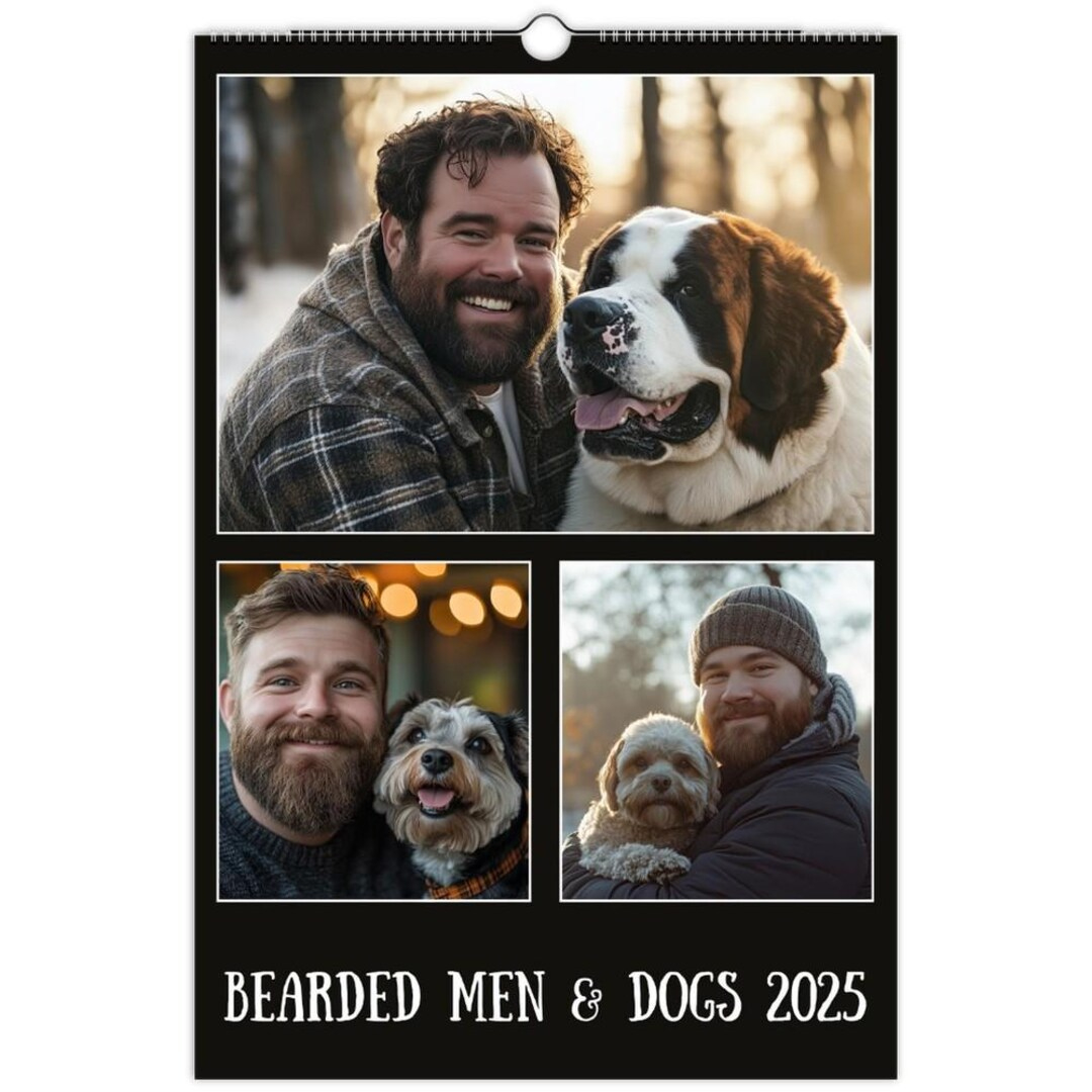 Bearded Men And Dogs Wall Calendar 2025 | Dog Calendar | Gay inside Bearded Men 2025 Calendar Printable